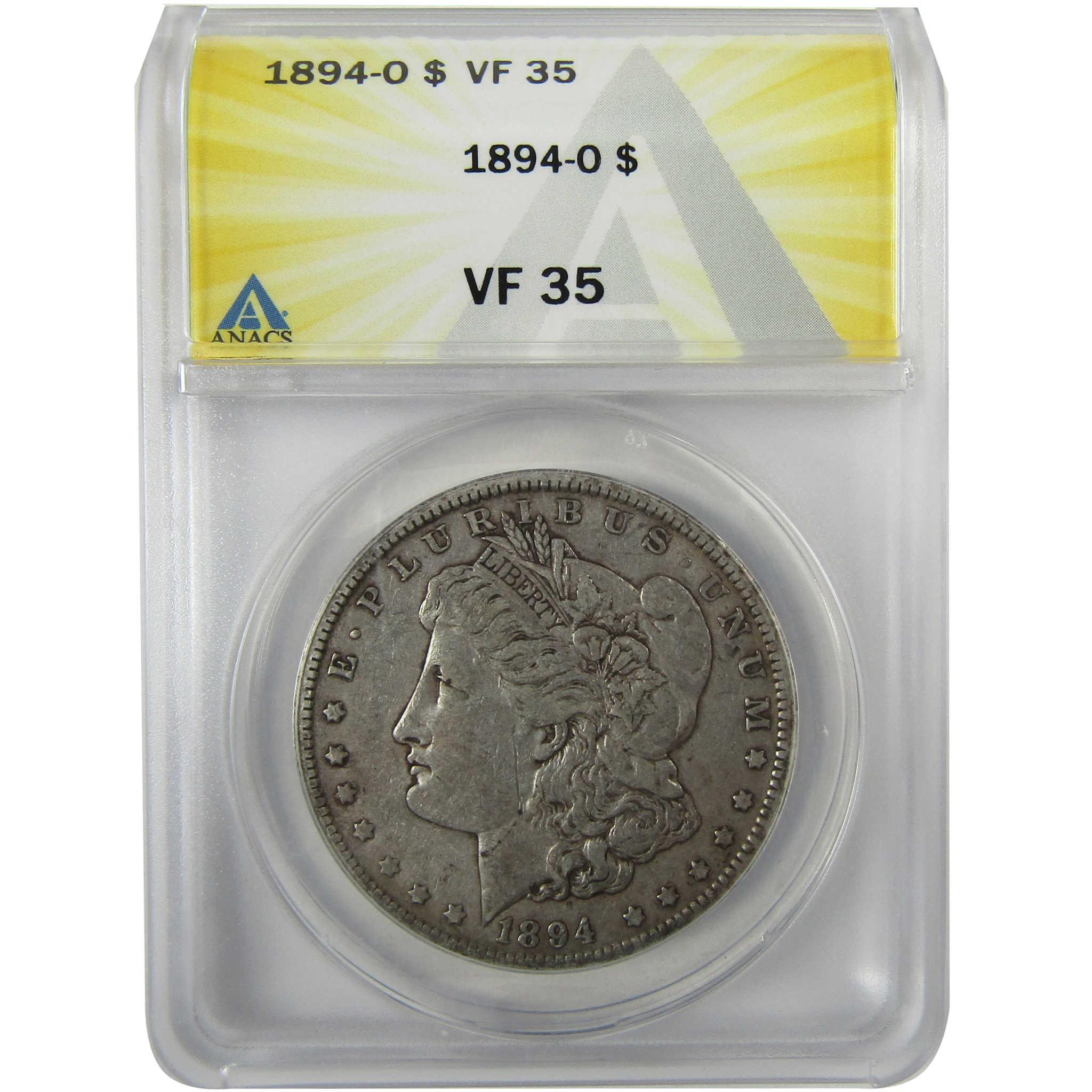 1894 O Morgan Silver Dollar VF 35 ANACS $1 Coin Collectible SKU:I27991 - Morgan coin - Morgan silver dollar - Morgan silver dollar for sale - Profile Coins & Collectibles