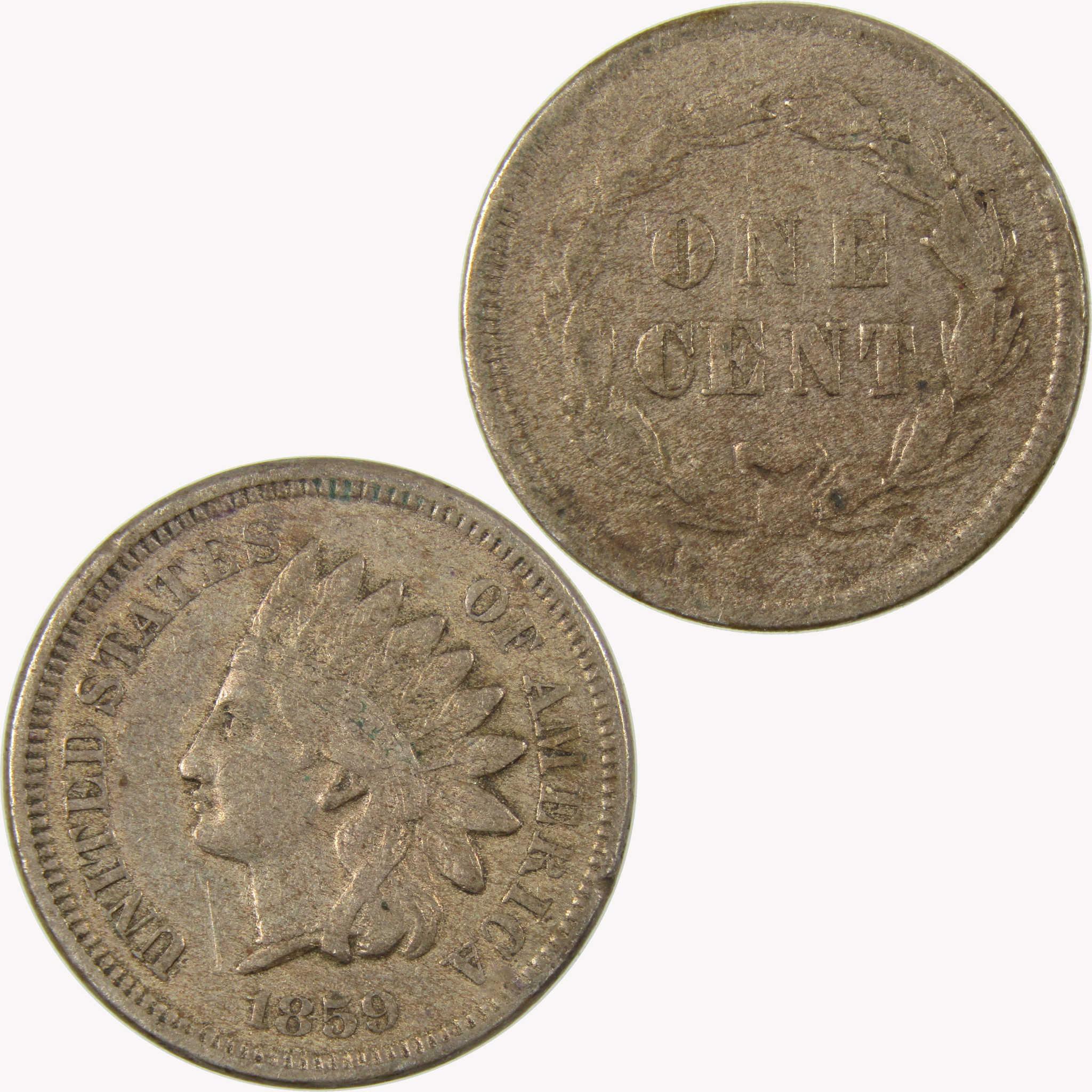 1859 Indian Head Cent VF Very Fine Penny 1c Coin SKU:CP1076