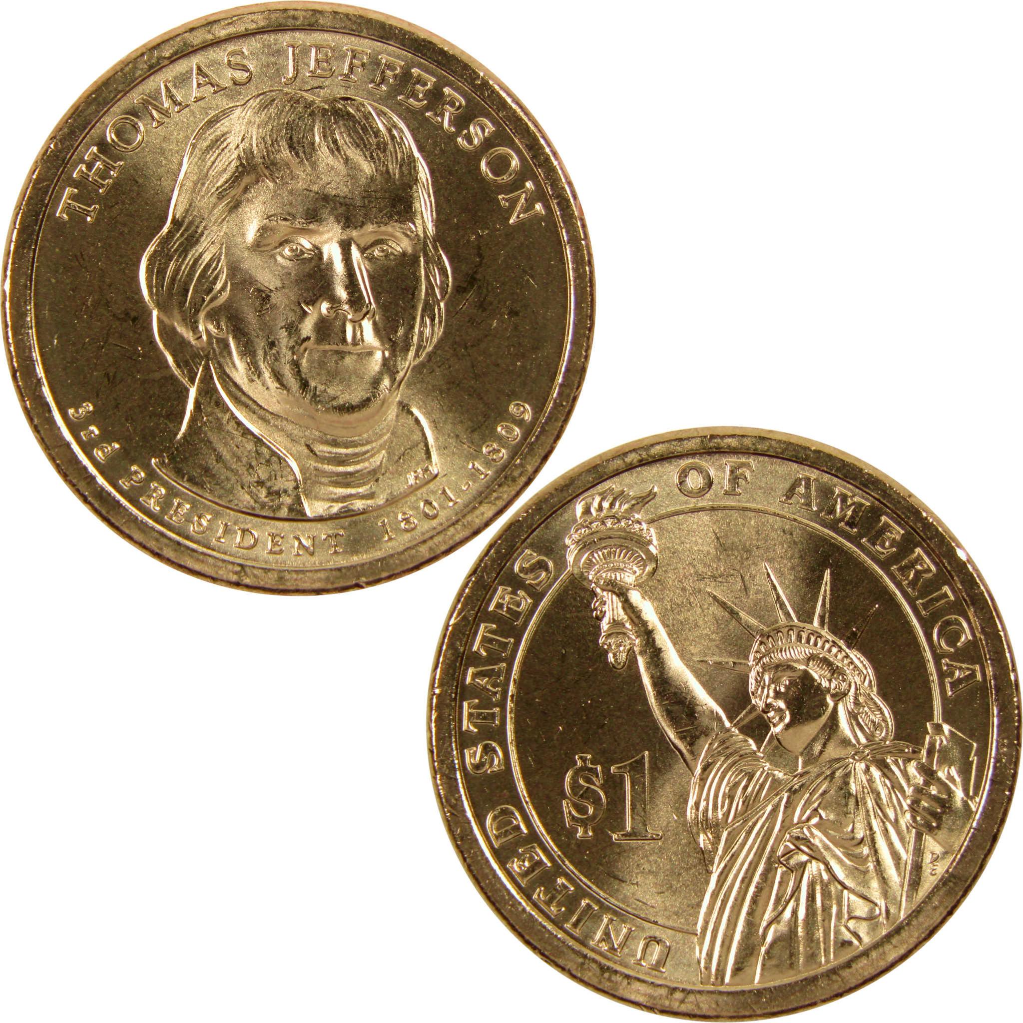 2007 P Thomas Jefferson Presidential Dollar BU Uncirculated $1 Coin