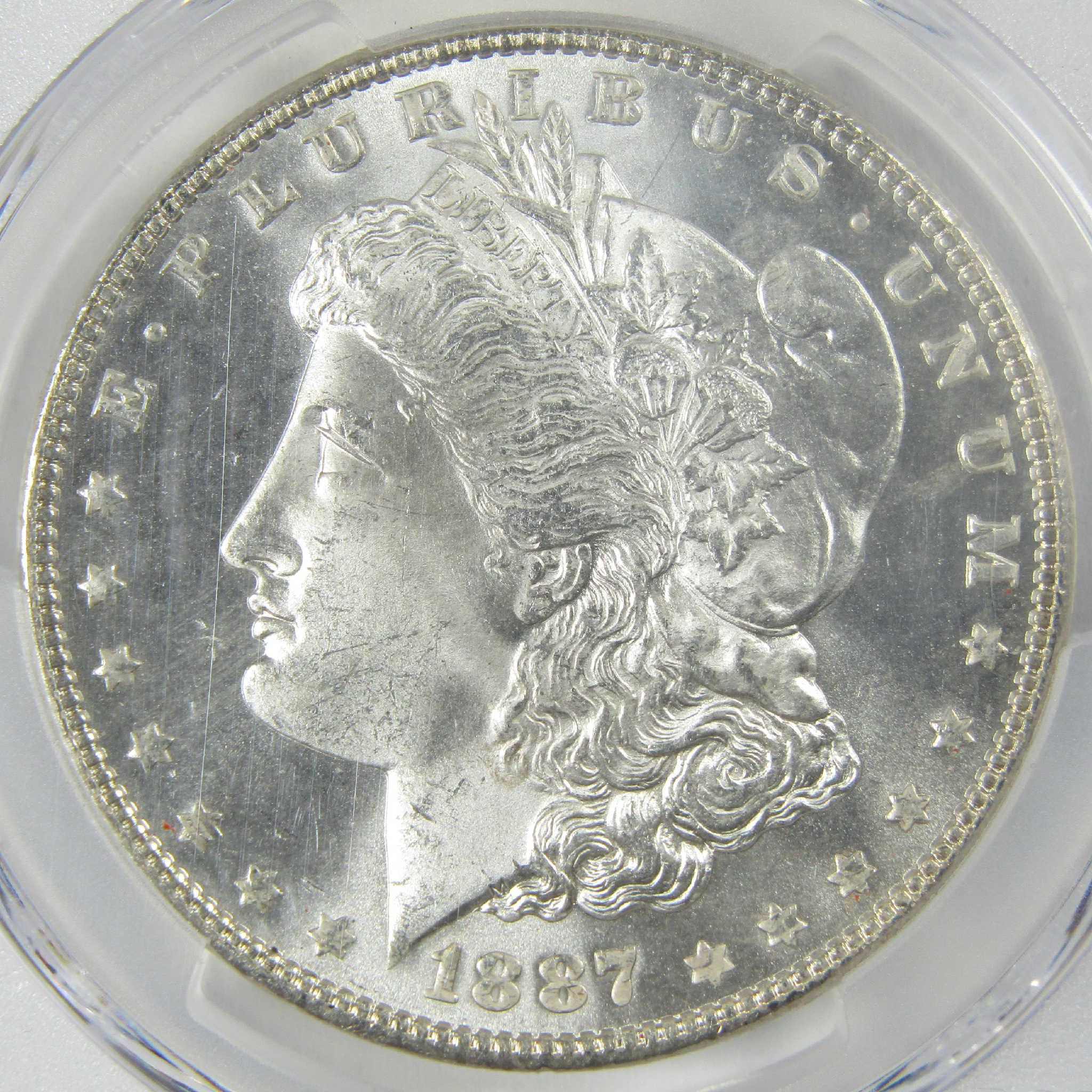 1887 Morgan Silver Dollar MS 66 PCGS Uncirculated $1 Coin Collectible - Morgan coin - Morgan silver dollar - Morgan silver dollar for sale - Profile Coins & Collectibles
