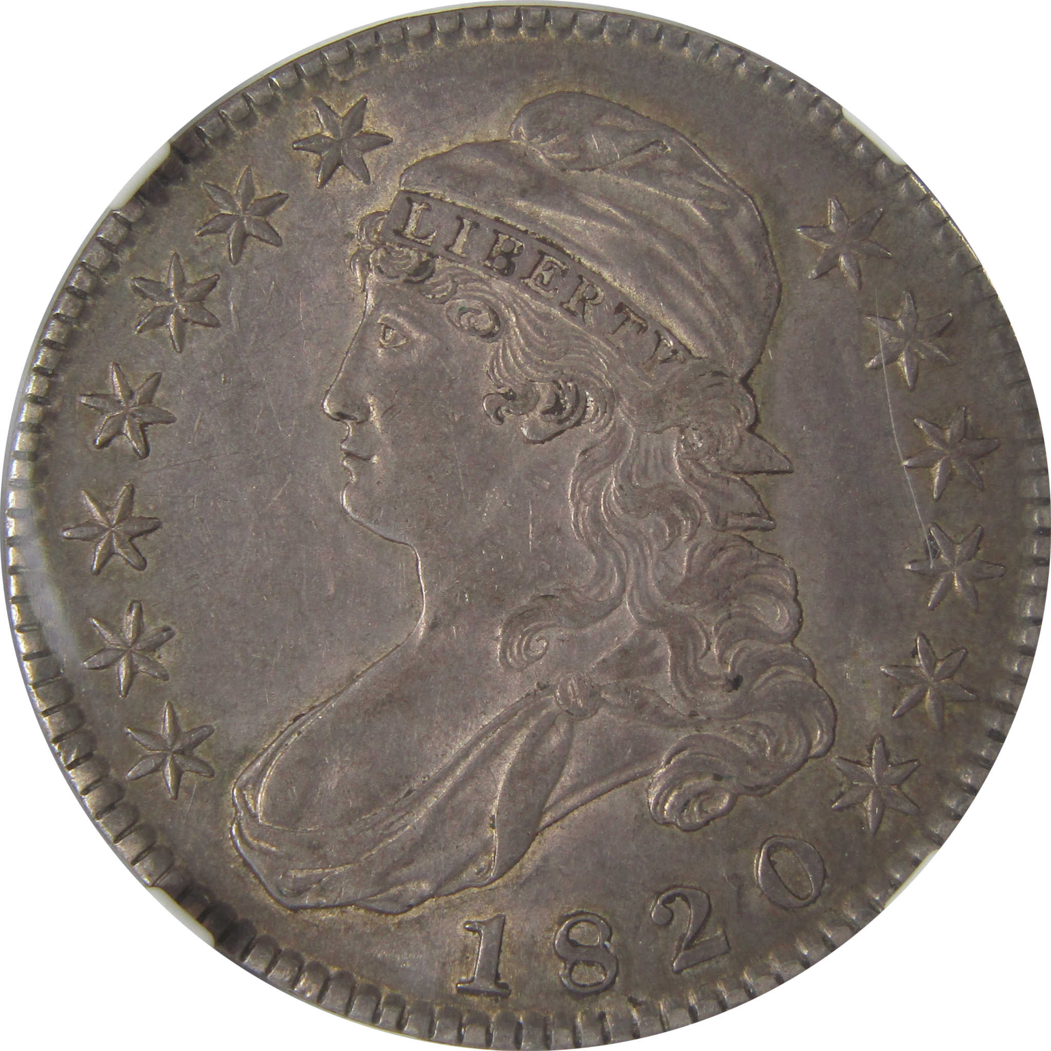 1820 Square Base Knob 2 Capped Bust Half Dollar AU 55 NGC SKU:I23327