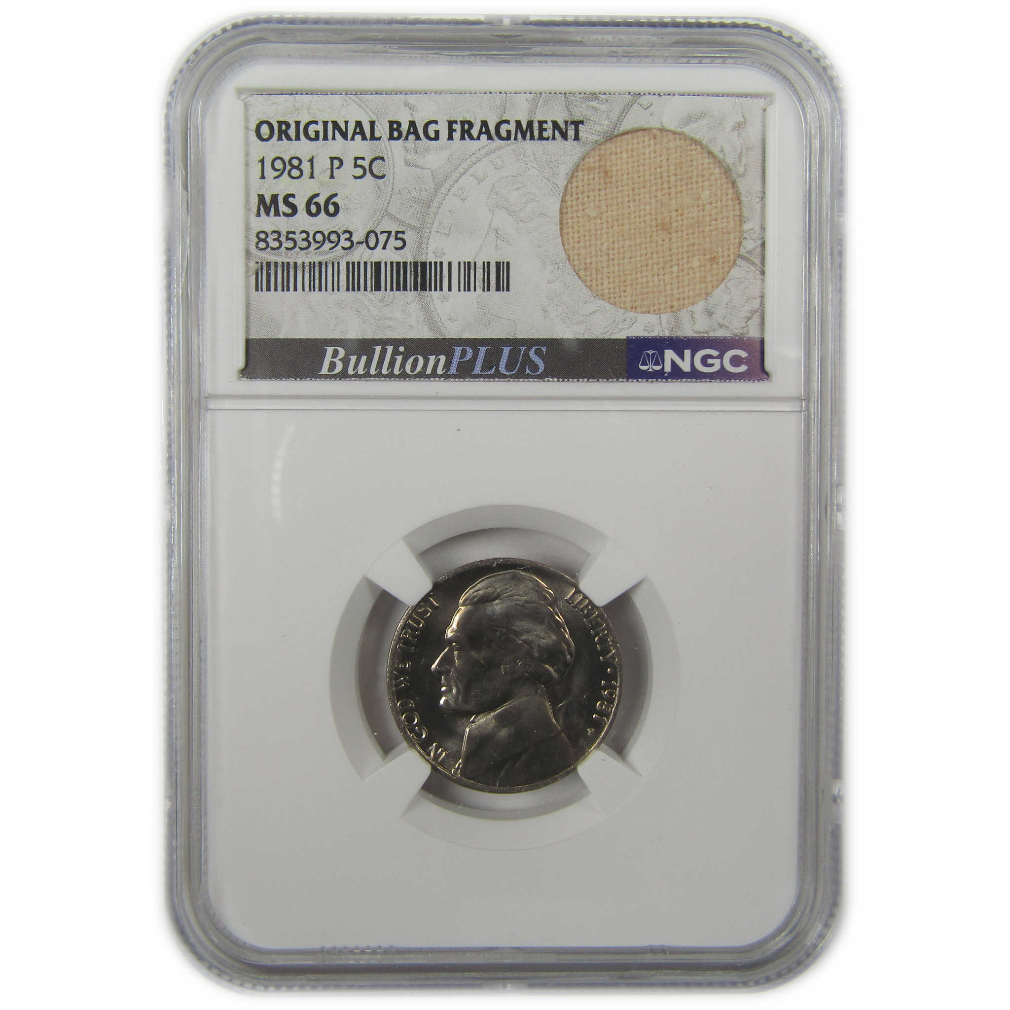 1981 P Jefferson Nickel MS 66 NGC Original Bag Fragment SKU:I22113
