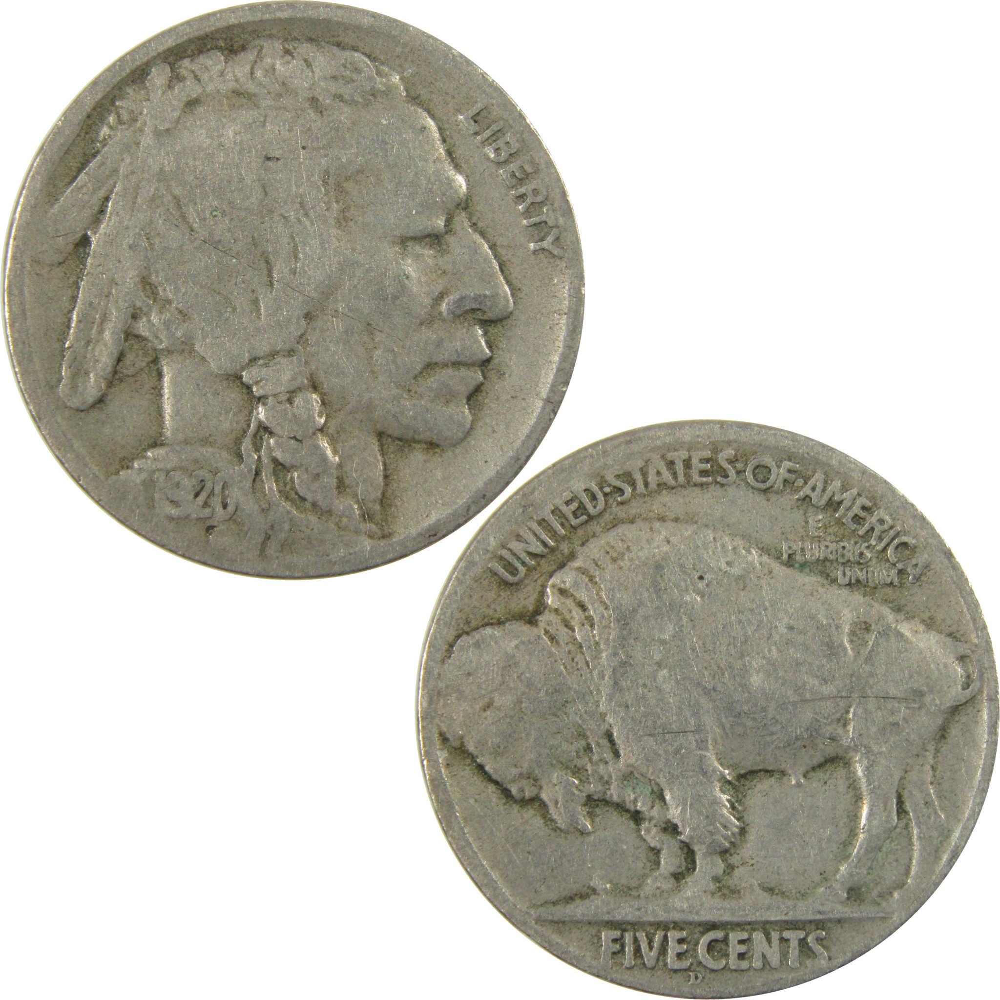 1920 D Indian Head Buffalo Nickel VG Very Good Details SKU:I28212