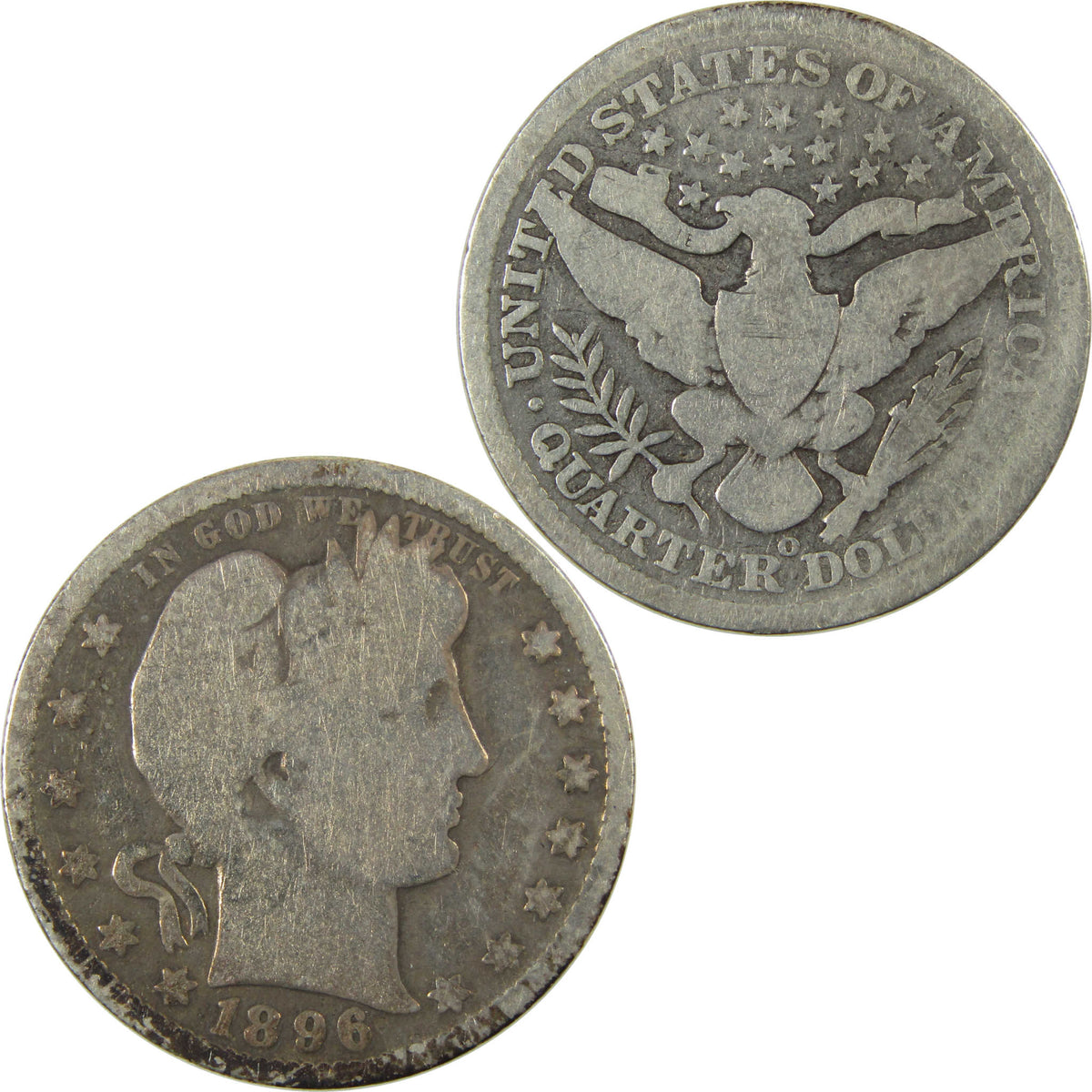 1896 O Barber Silver Quarter G Good Details 25c Coin SKU:I28537