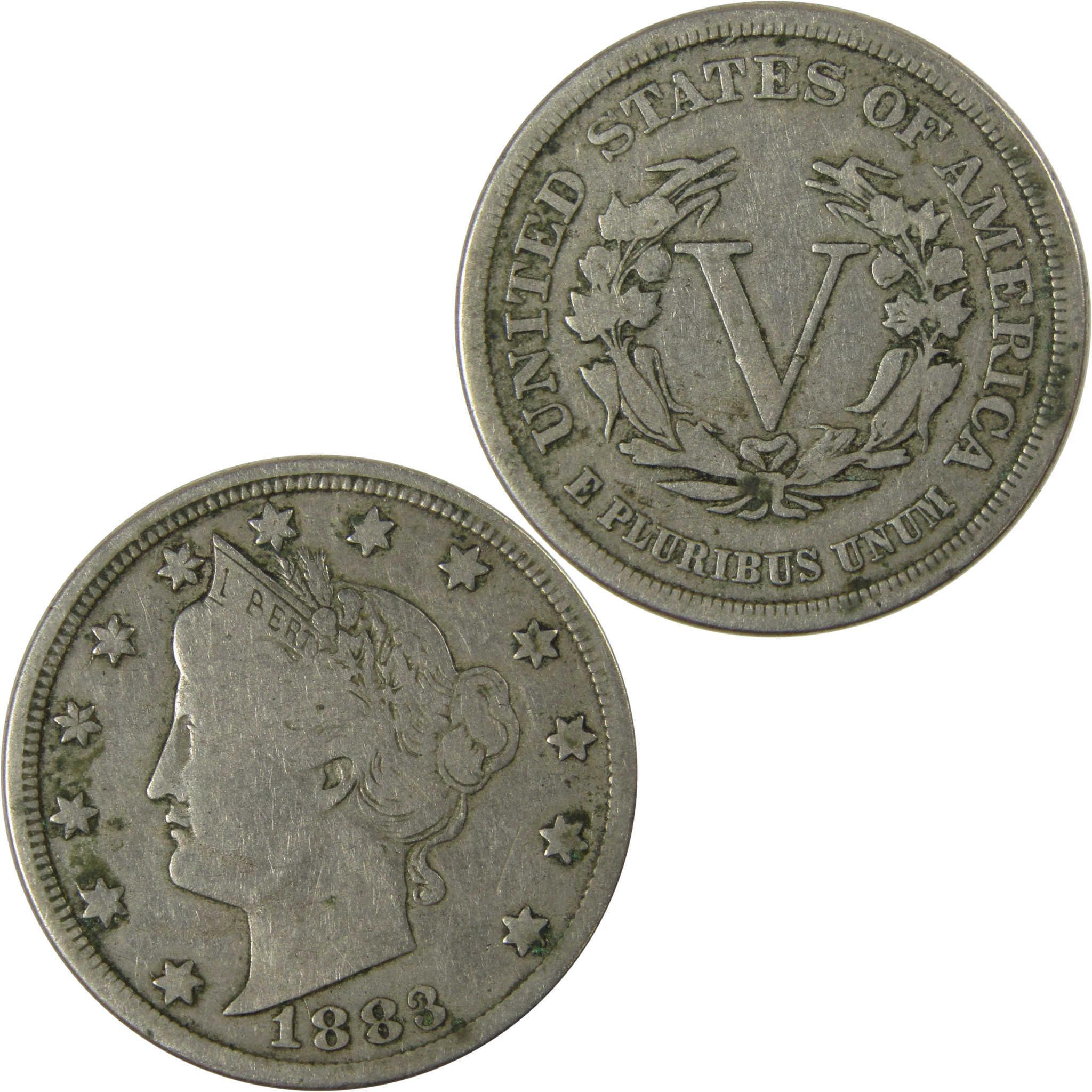1883 No Cents Liberty Head V Nickel F Fine 5c Coin SKU:I26517