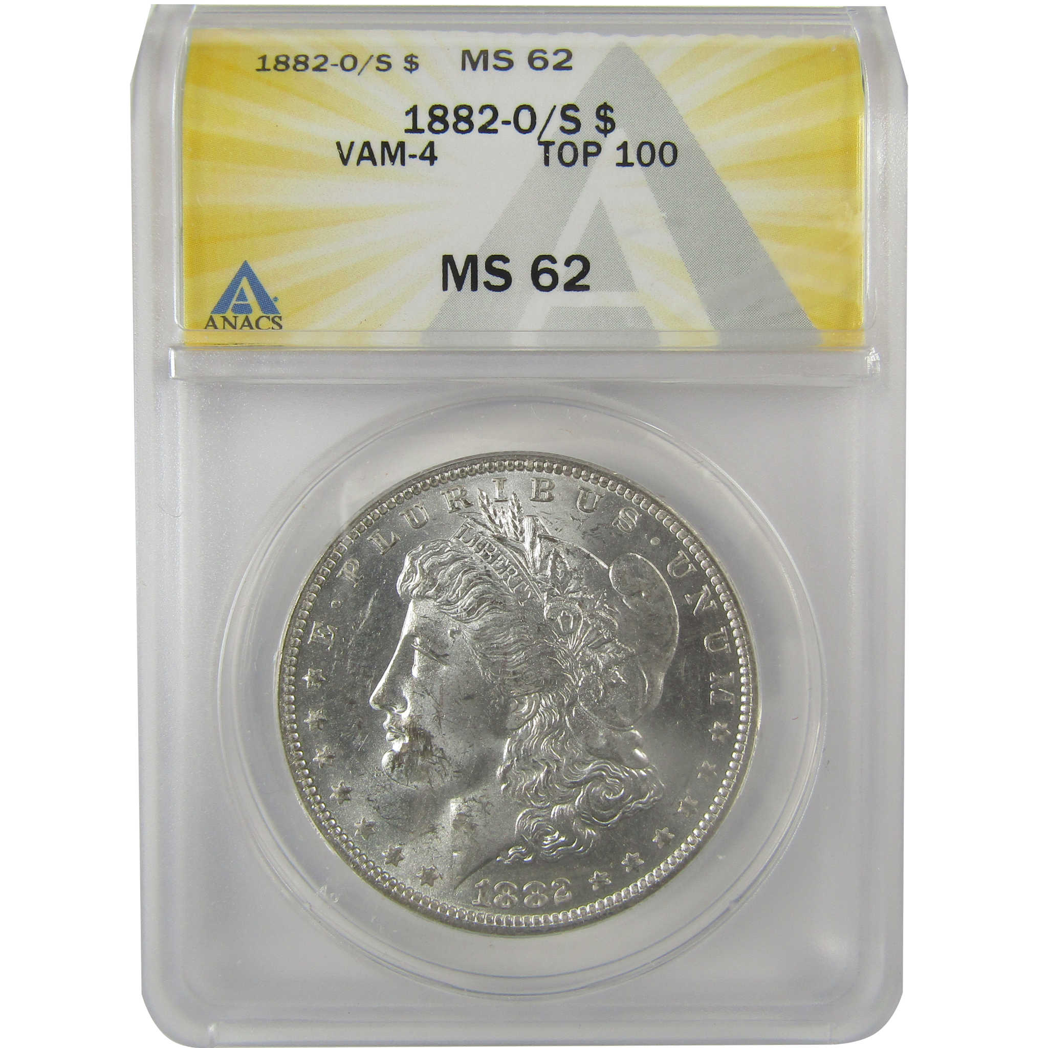 1882 O/S VAM-4 Recessed Top 100 Morgan Dollar MS 62 ANACS SKU:I21948 - Morgan coin - Morgan silver dollar - Morgan silver dollar for sale - Profile Coins & Collectibles