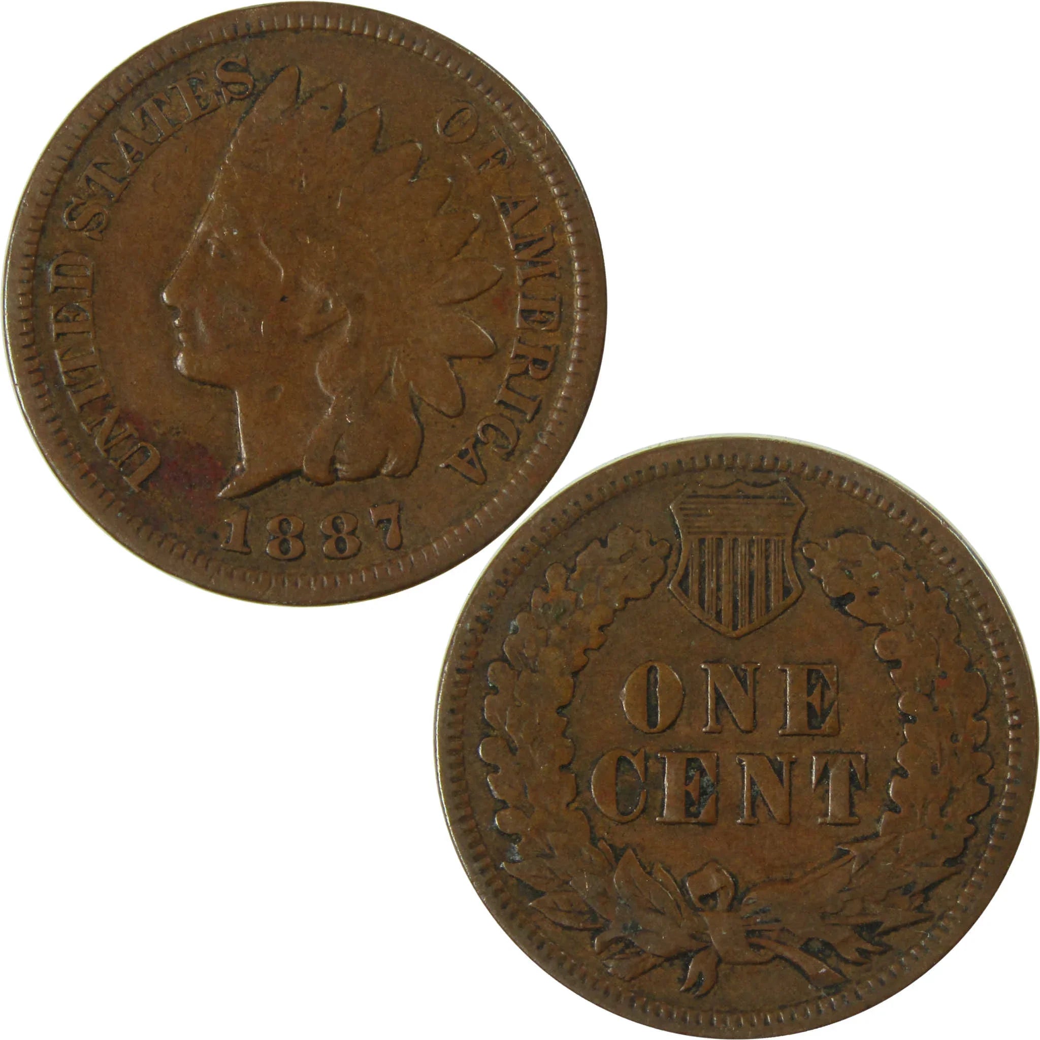1887 Indian Head Cent VG Very Good Penny 1c Coin SKU:I26981