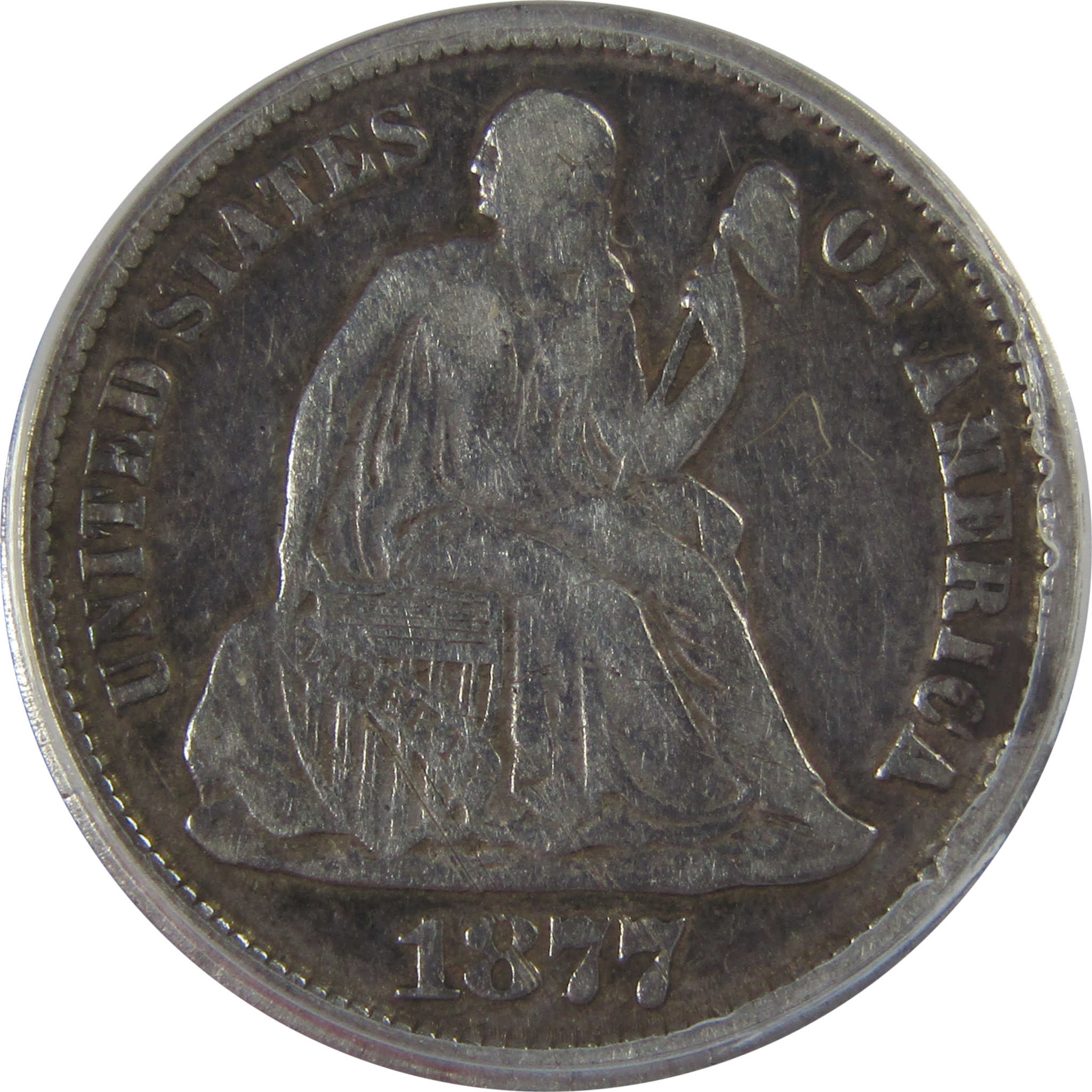 1877 CC Seated Liberty Dime VF 20 Details ANACS Silver SKU:CPC1204