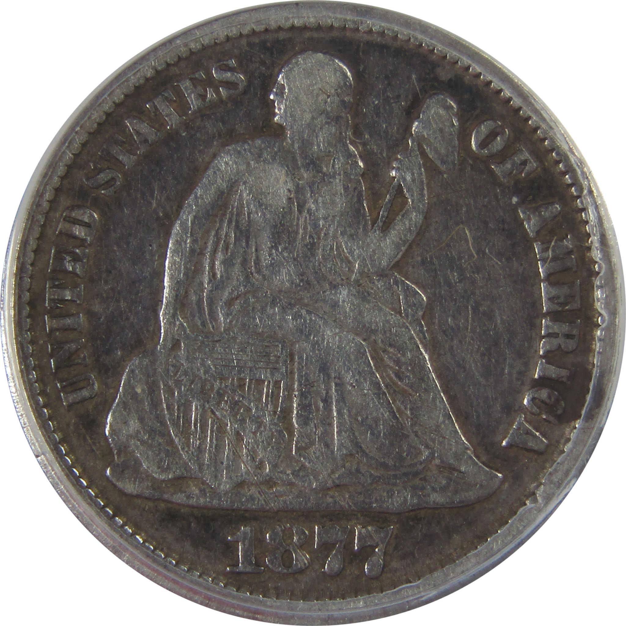 1877 CC Seated Liberty Dime VF 20 Details ANACS Silver SKU:CPC1204