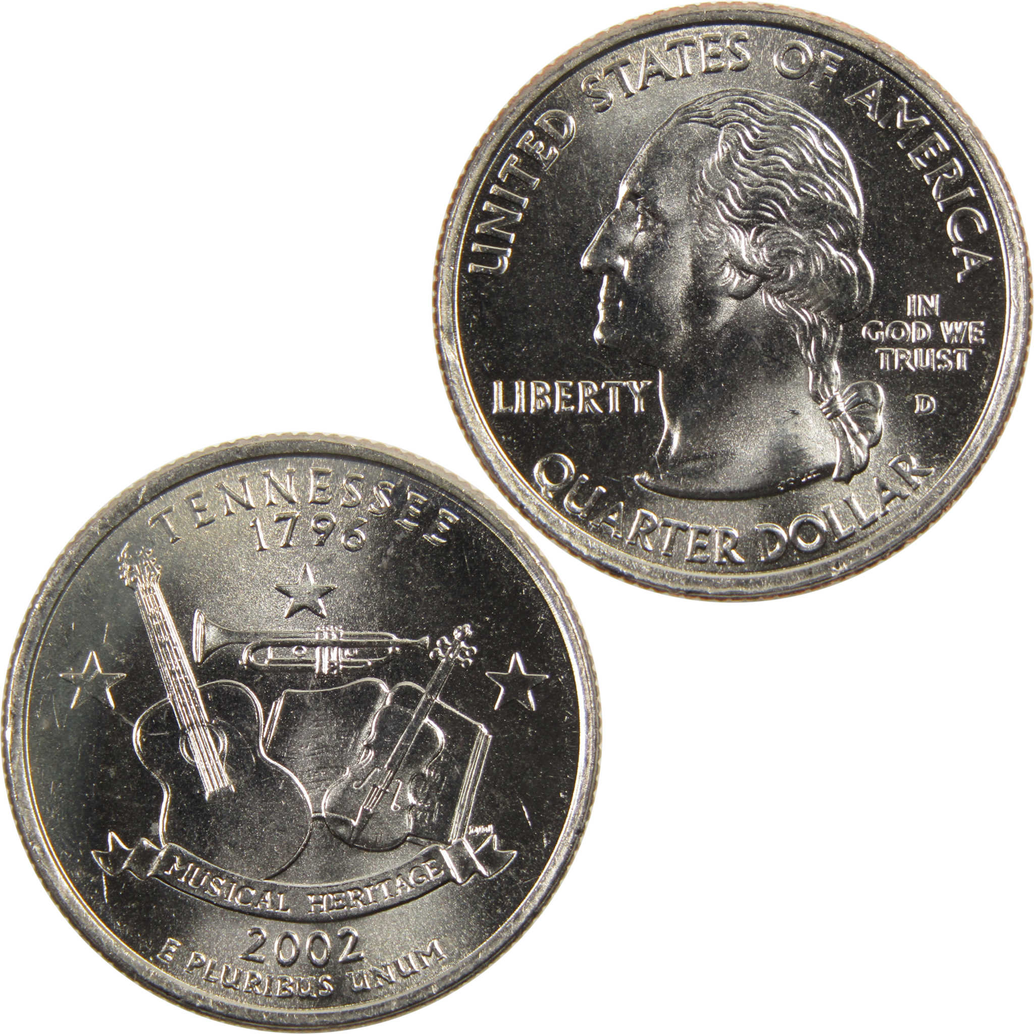 2002 D Tennessee State Quarter BU Uncirculated Clad 25c Coin