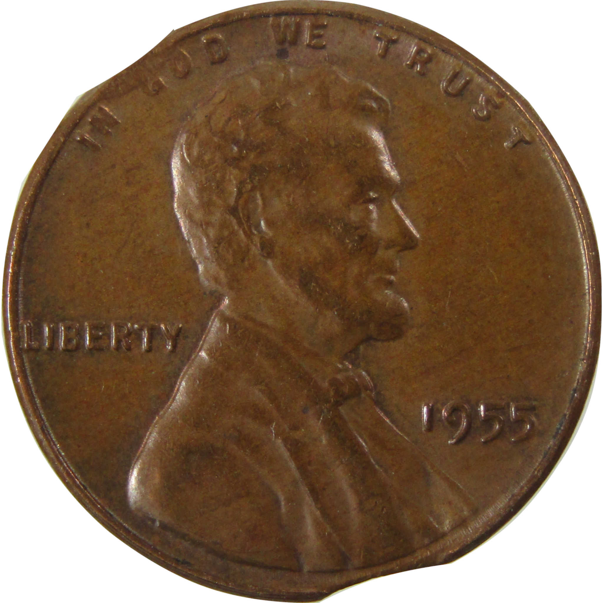 1955 Lincoln Wheat Cent AU About Uncirculated Planchet Flaw SKU:CP1605