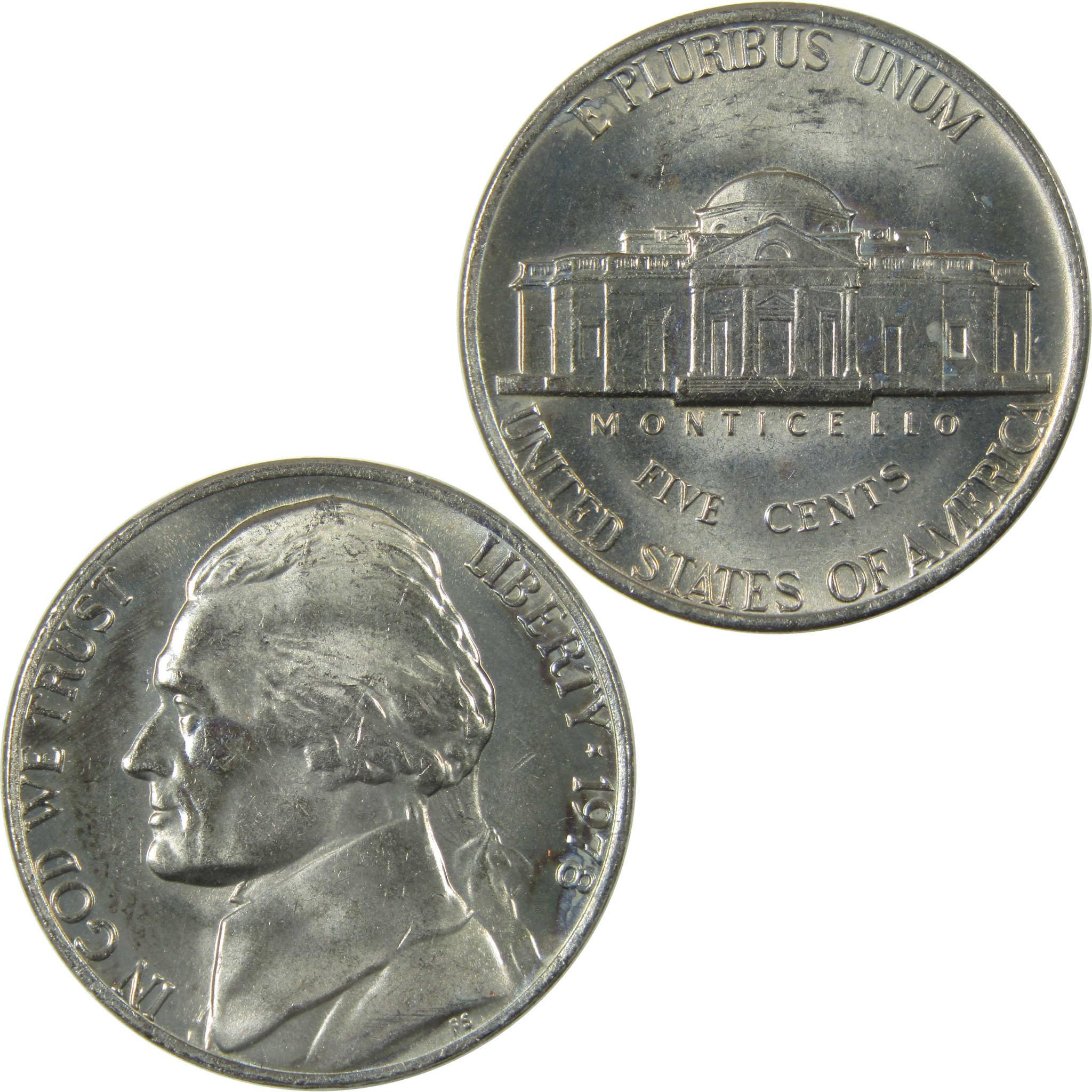1978 Jefferson Nickel Uncirculated Mint State 5c Coin Collectible