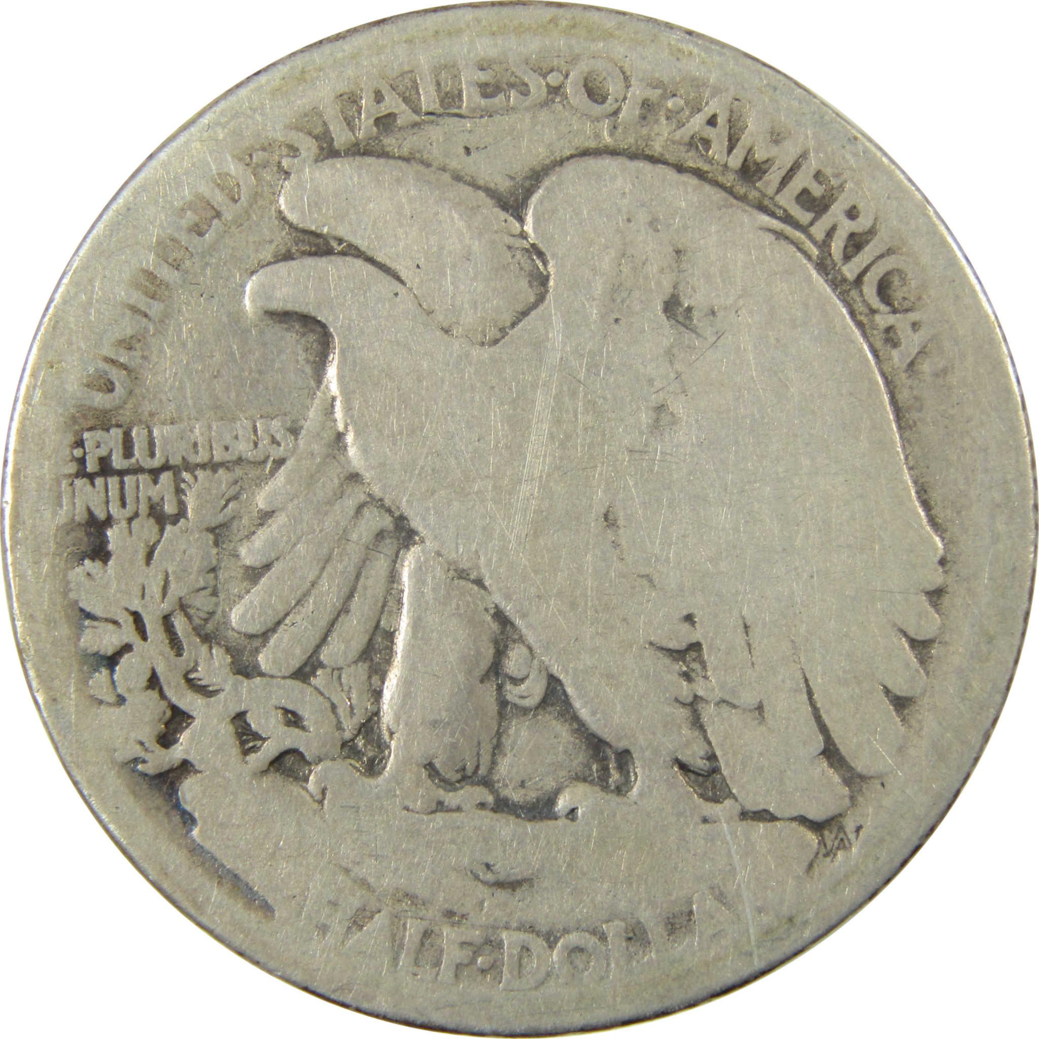 1917 D Obverse Liberty Walking Silver 50c G Good Details SKU:CP1441