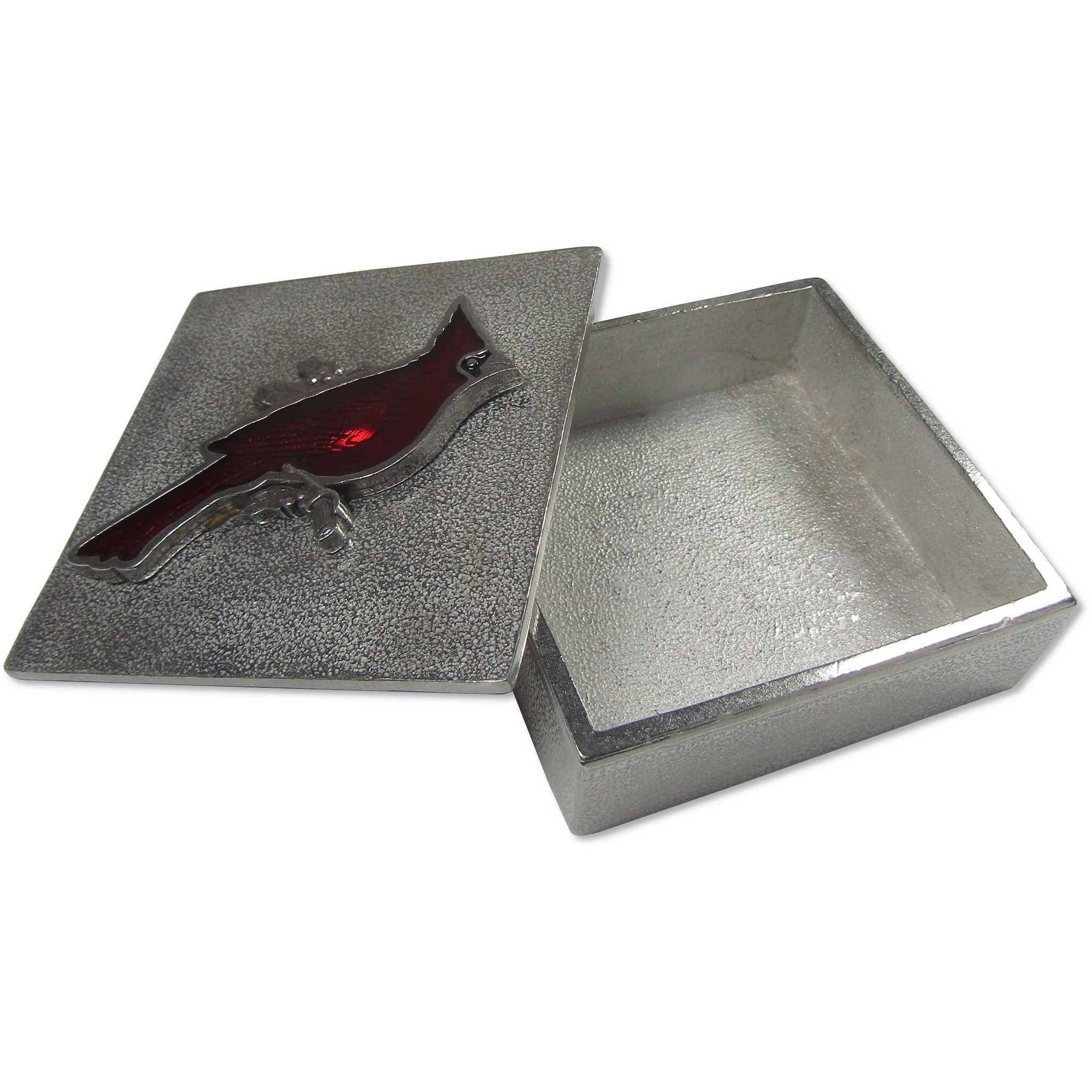 Cardinal Handcrafted Pewter Treasure Box SKU:I16671