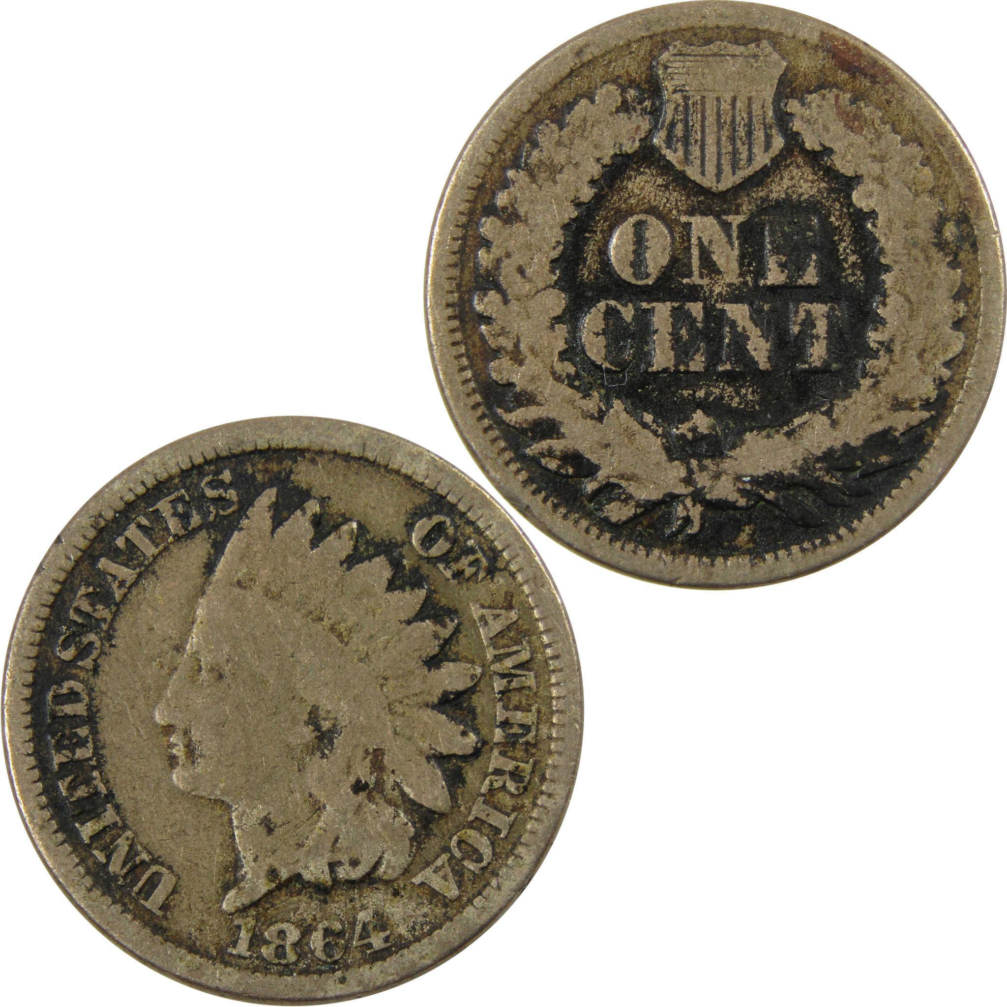 1864 Indian Head Copper-Nickel Cent G Good Penny 1c Coin SKU:CP1121