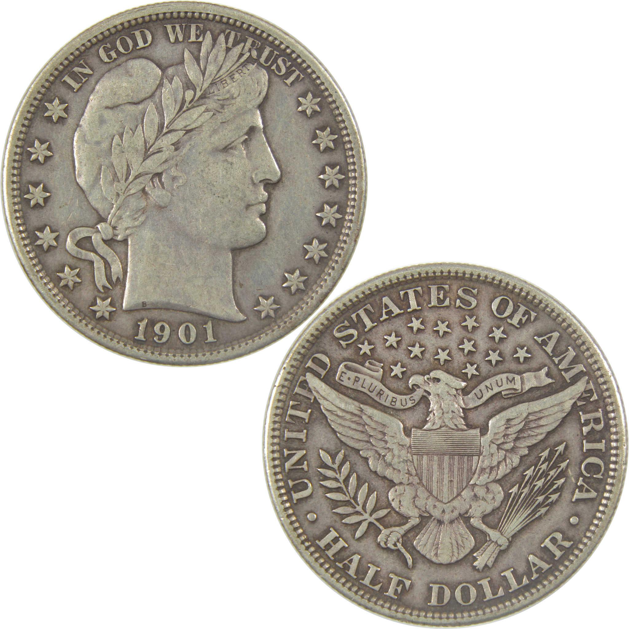 1901 Barber Silver Half Dollar XF EF Extremely Fine 50c Coin