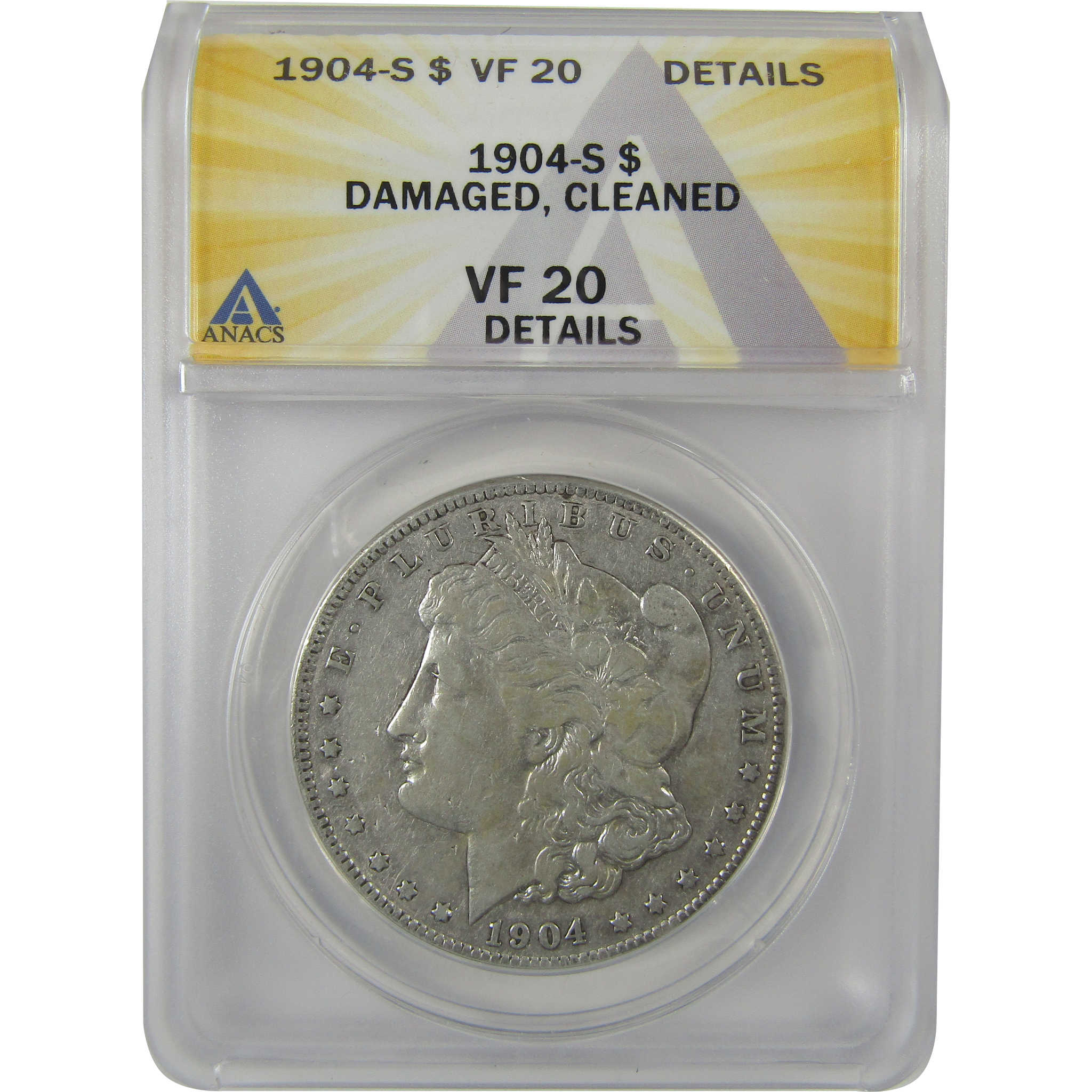 1904 S Morgan Dollar VF 20 Details ANACS Silver $1 Coin SKU:I21124 - Morgan coin - Morgan silver dollar - Morgan silver dollar for sale - Profile Coins & Collectibles