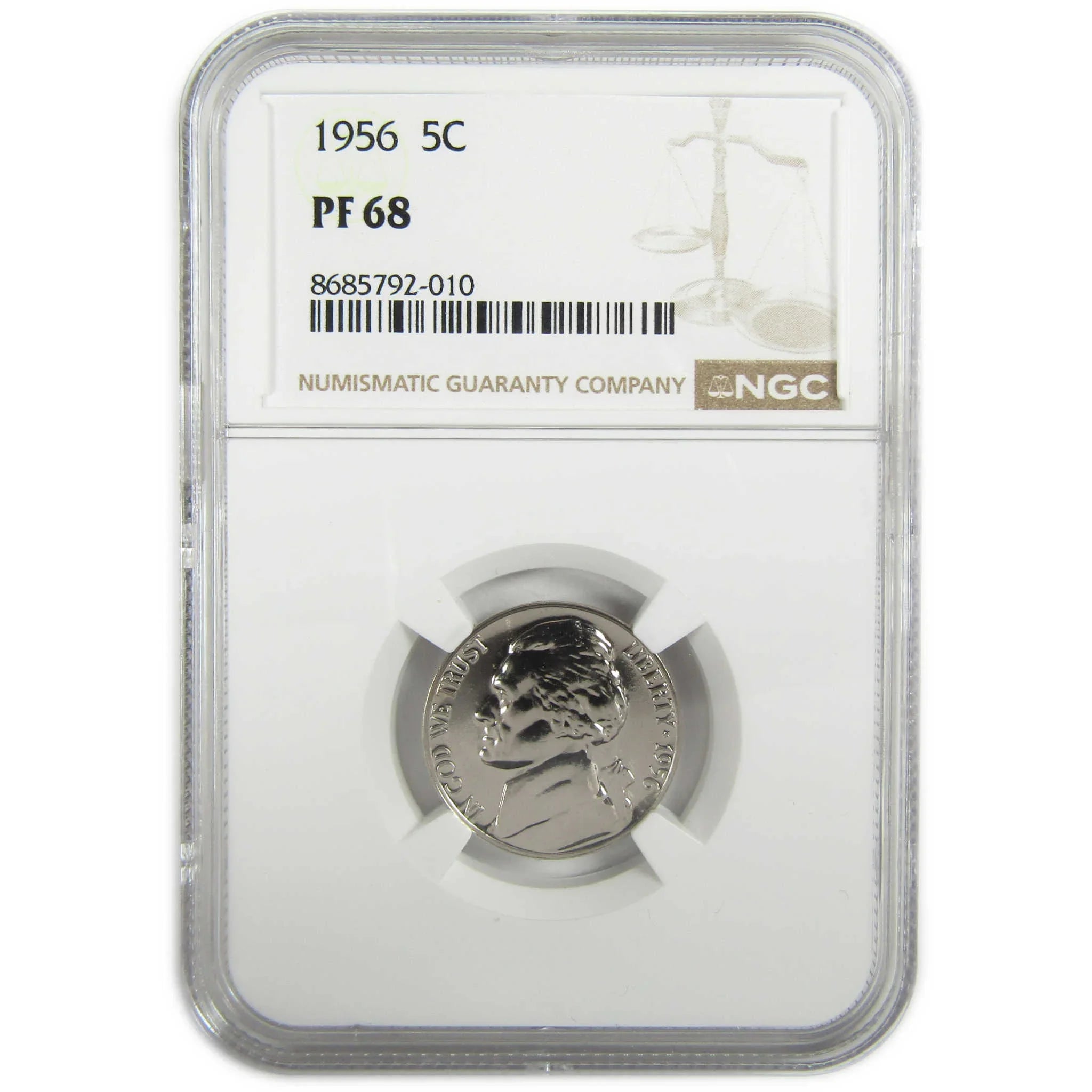 1956 Jefferson Nickel PF 68 NGC Proof 5c Coin Collectible SKU:I27371