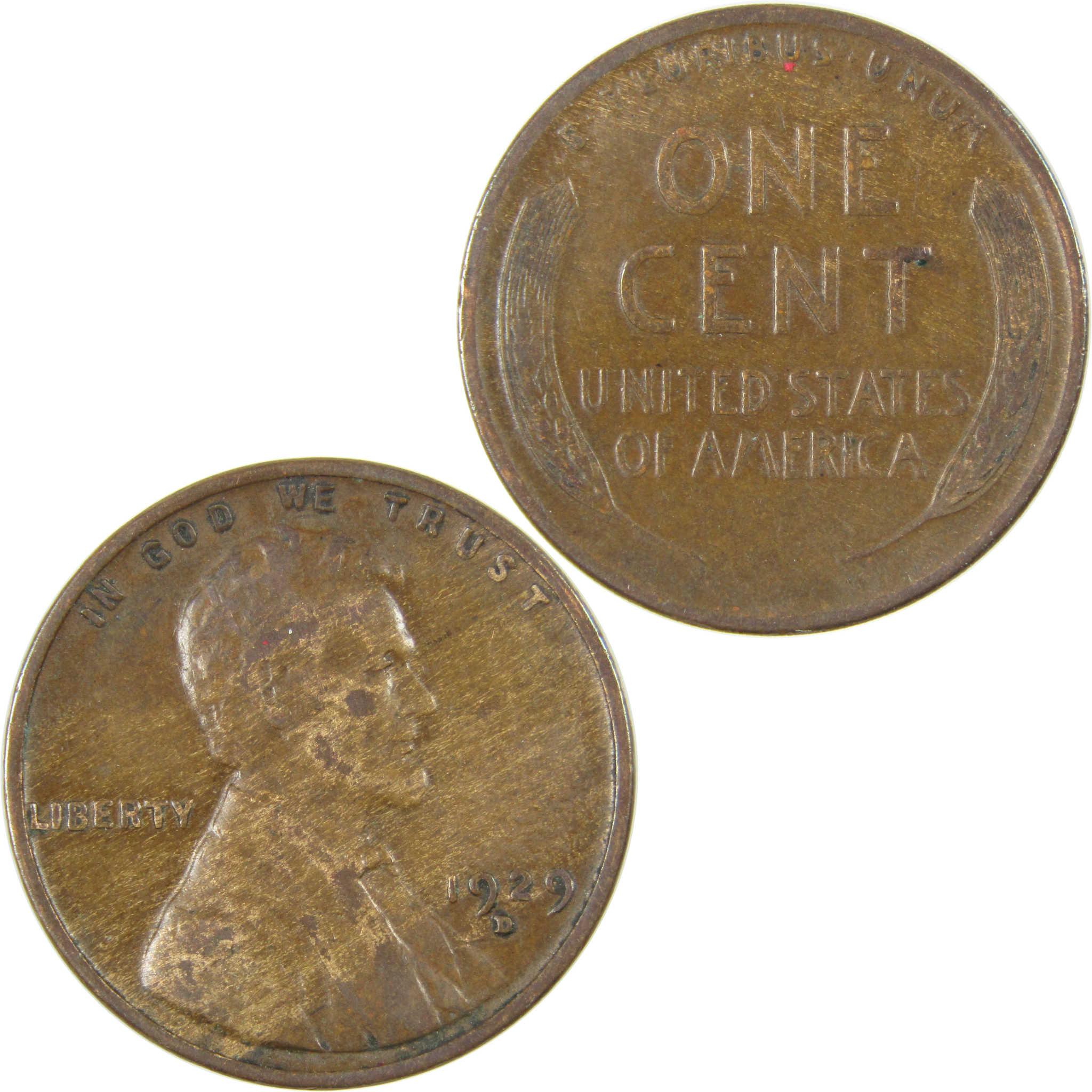1929 D Lincoln Wheat Cent VF Very Fine Penny 1c Coin SKU:I27267