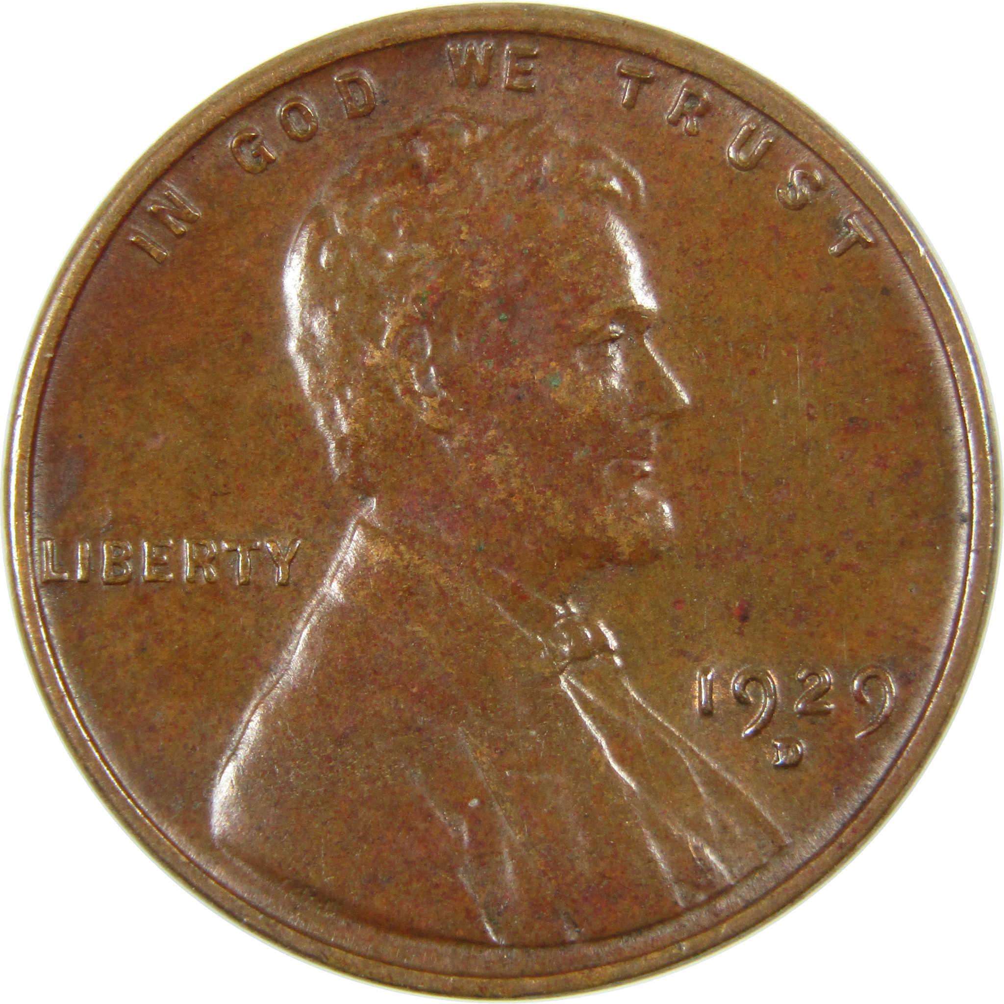 1929 D Lincoln Wheat Cent Borderline Uncirculated Details SKU:I27262