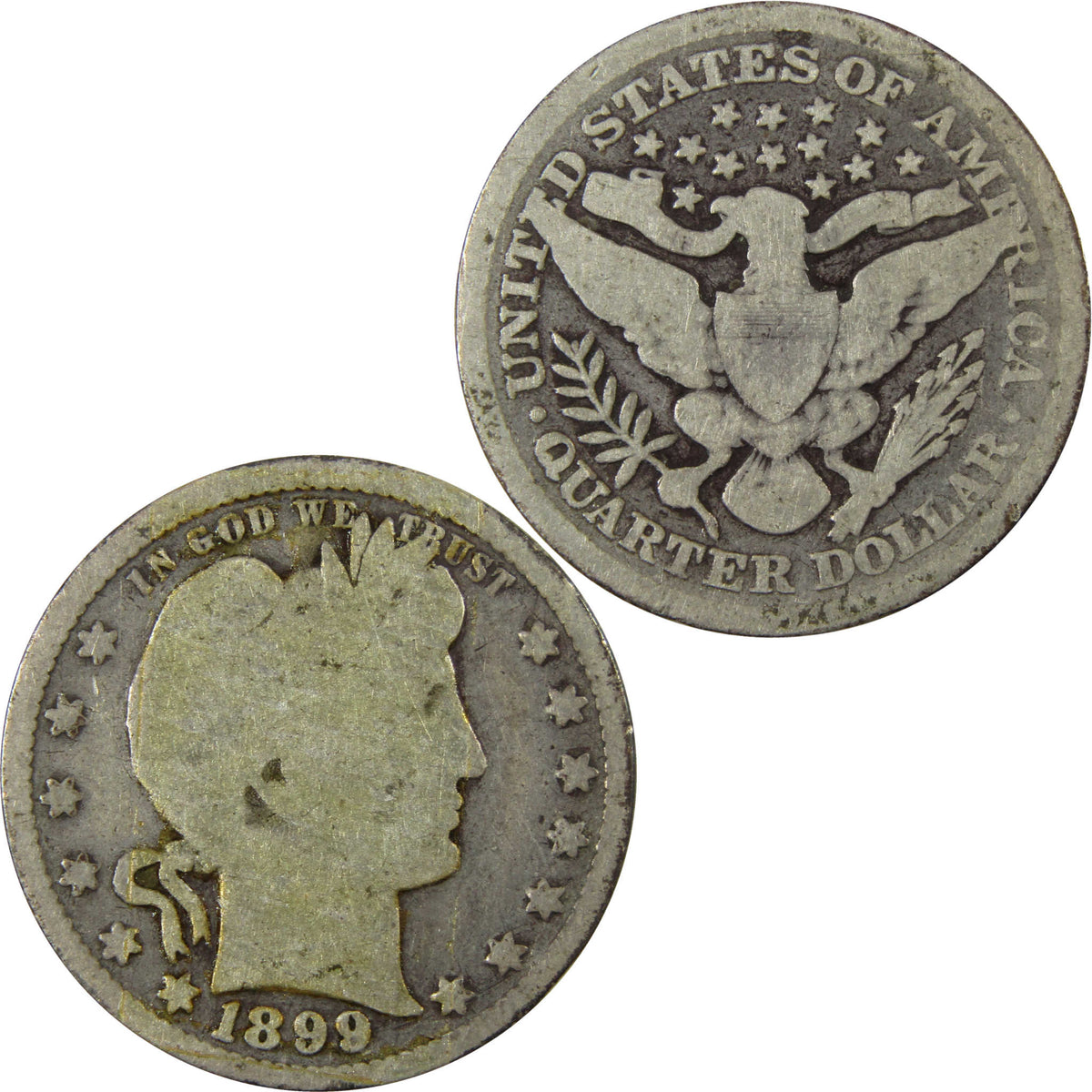 1899 Barber Silver Quarter G Good 25c Coin Collectible SKU:I28506