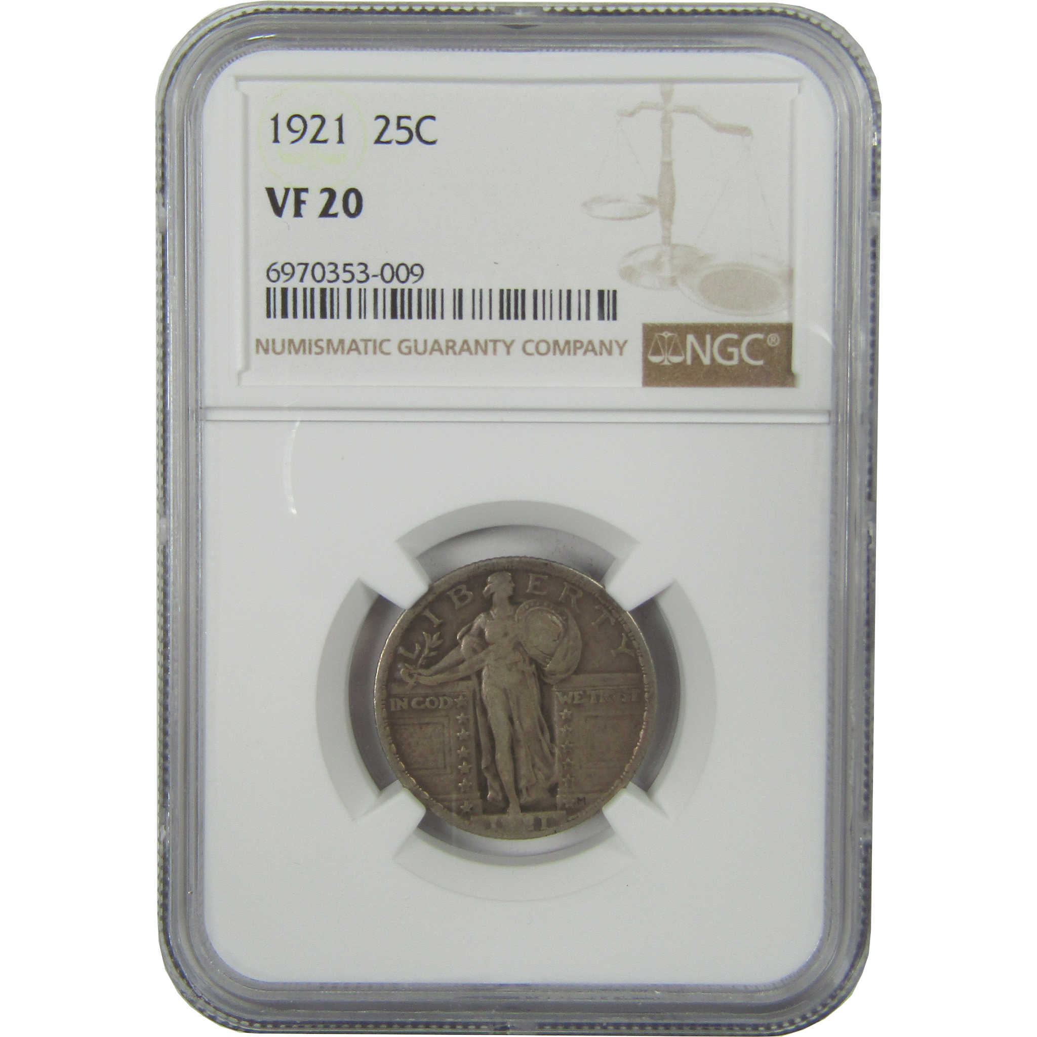 1921 Standing Liberty Quarter VF 20 NGC Silver 25c Coin SKU:I23852