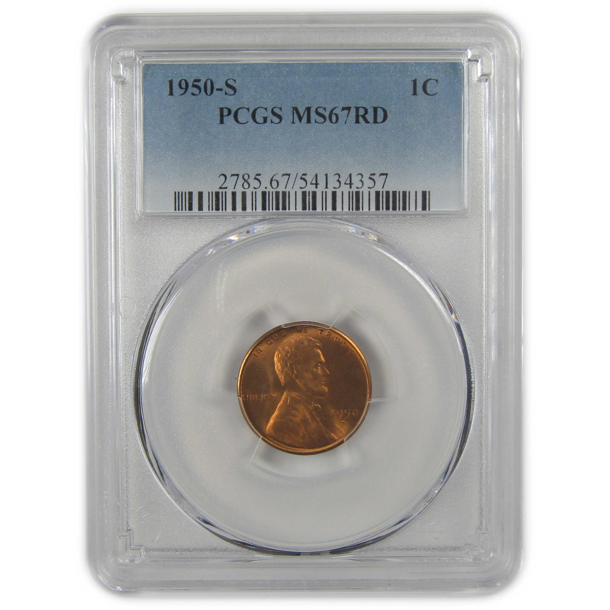 1950 S Lincoln Wheat Cent MS 67 RD PCGS Penny Uncirculated SKU:I22413