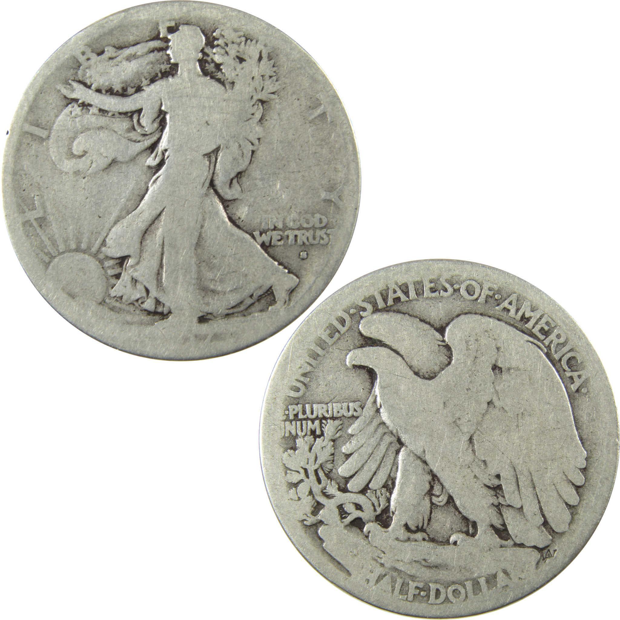 1917 S Obverse Liberty Walking Silver 50c AG About Good SKU:CP1447