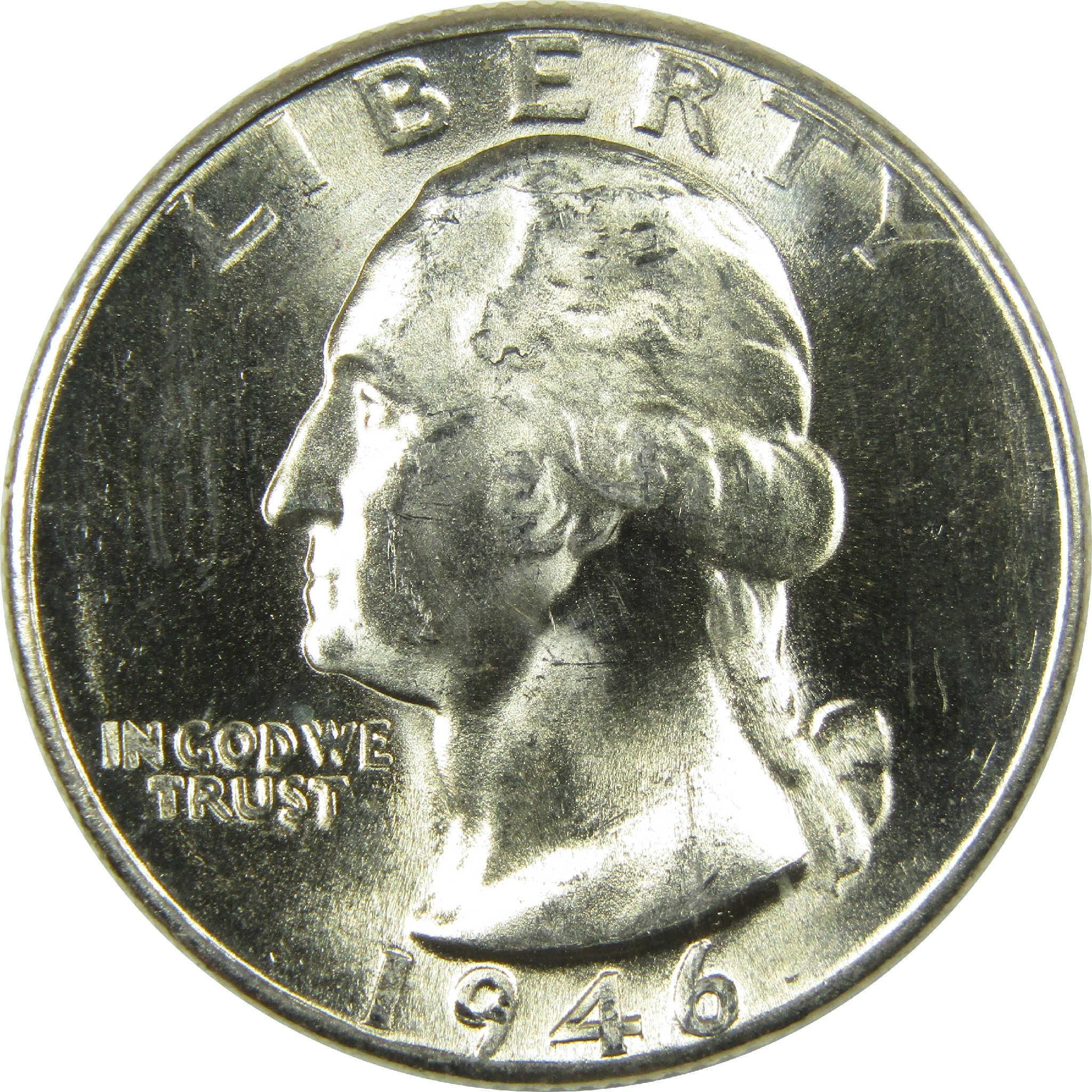 1946 D Washington Silver Quarter Uncirculated Mint State 25c Coin