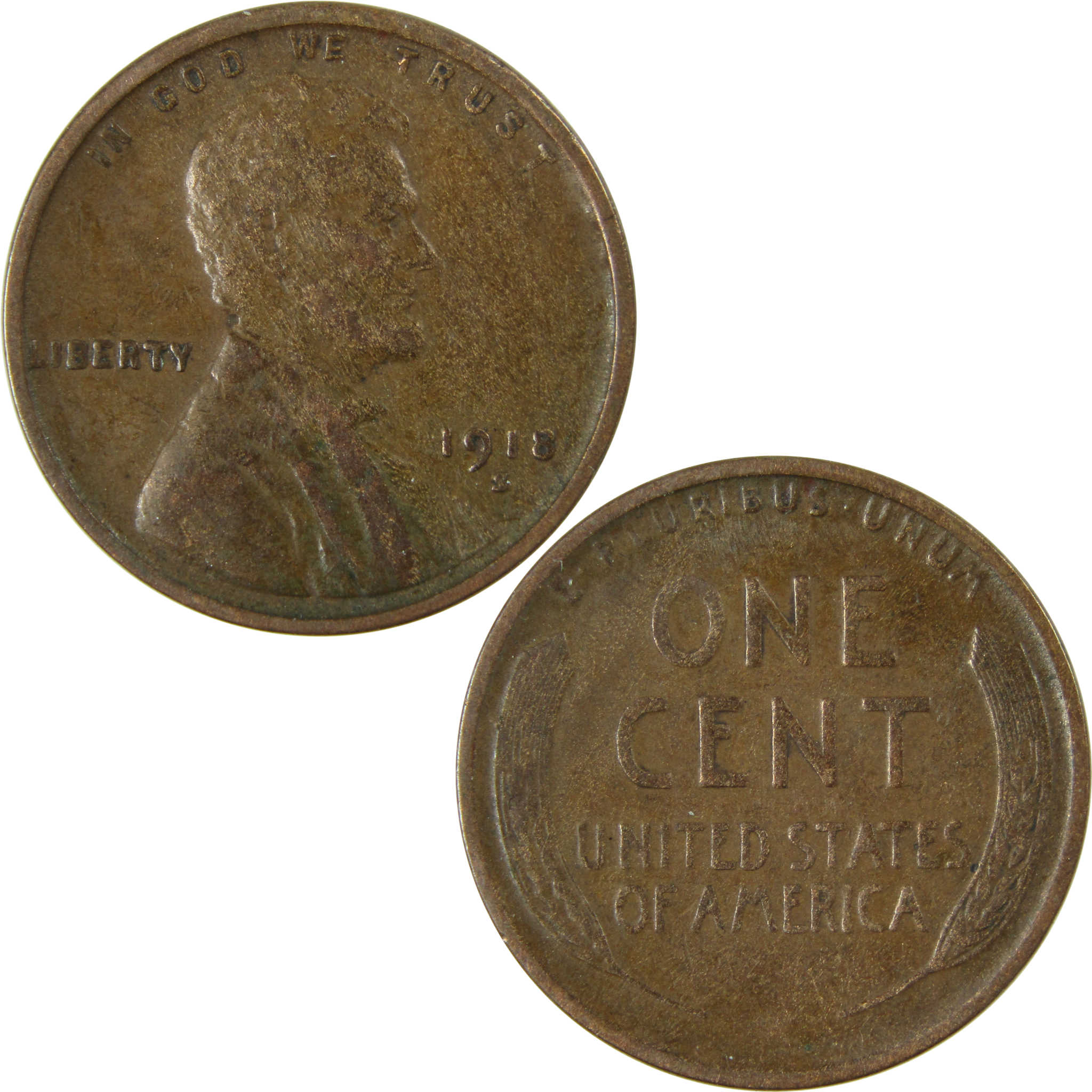 1918 S Lincoln Wheat Cent VF Very Fine Penny 1c Coin SKU:I25880