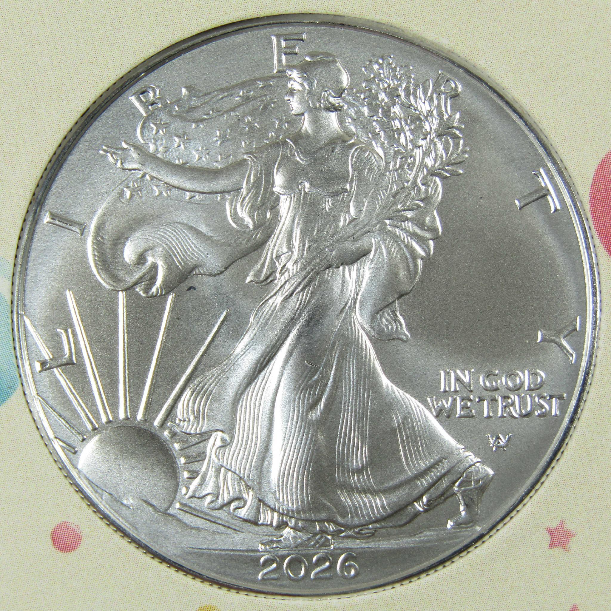 2026 American Silver Eagle Uncirculated Coin with Welcome Baby Holder