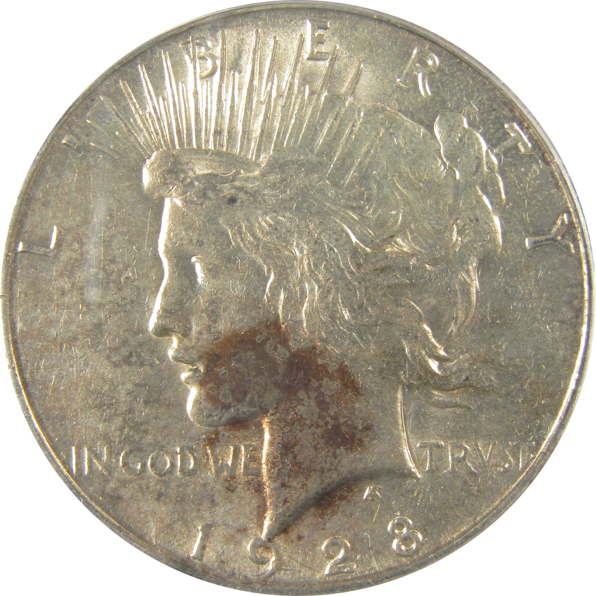 1928 S Peace Dollar AU 50 Details ANACS Silver $1 Coin SKU:I21448