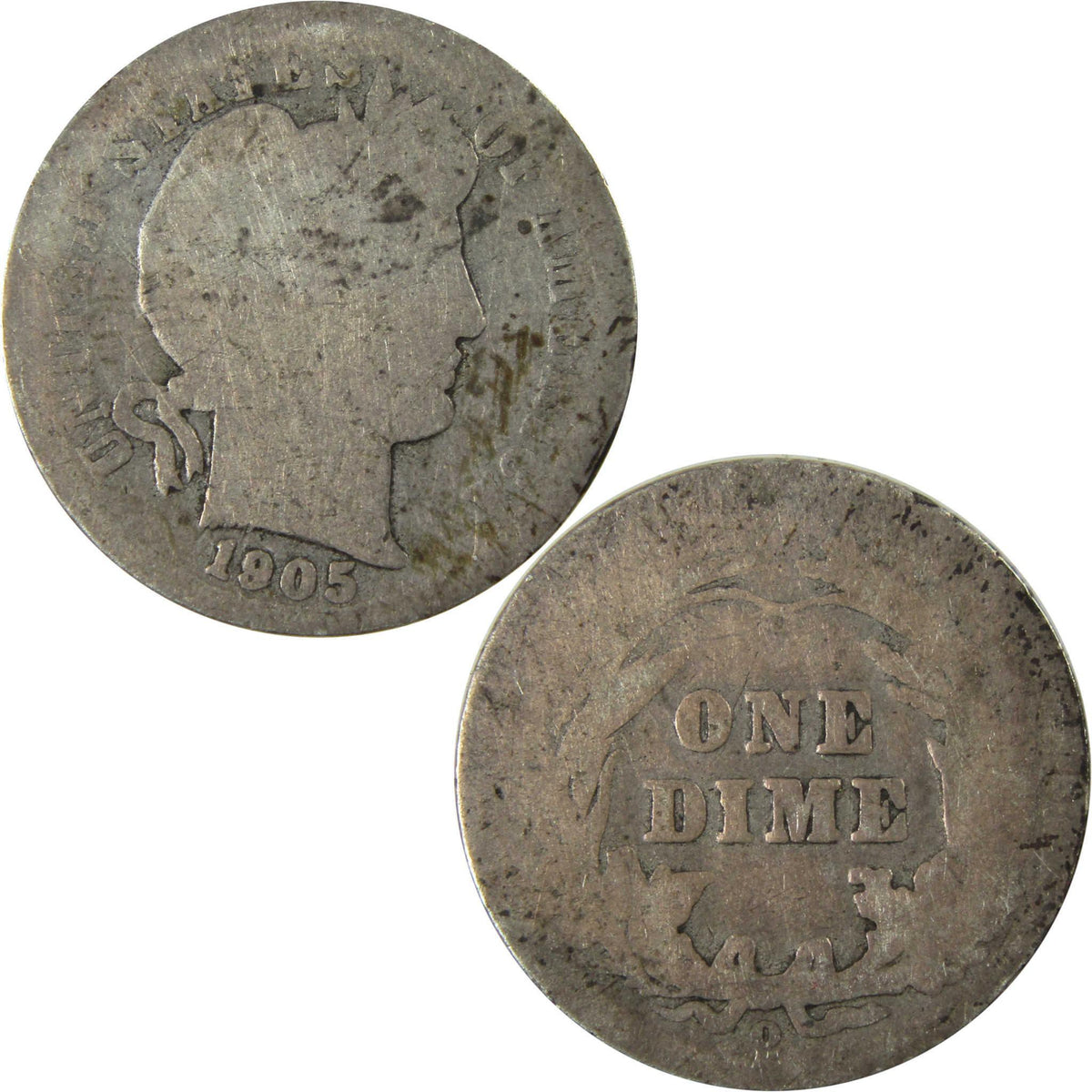 1905 O Micro O Barber Silver Dime AG About Good Details SKU:I26619