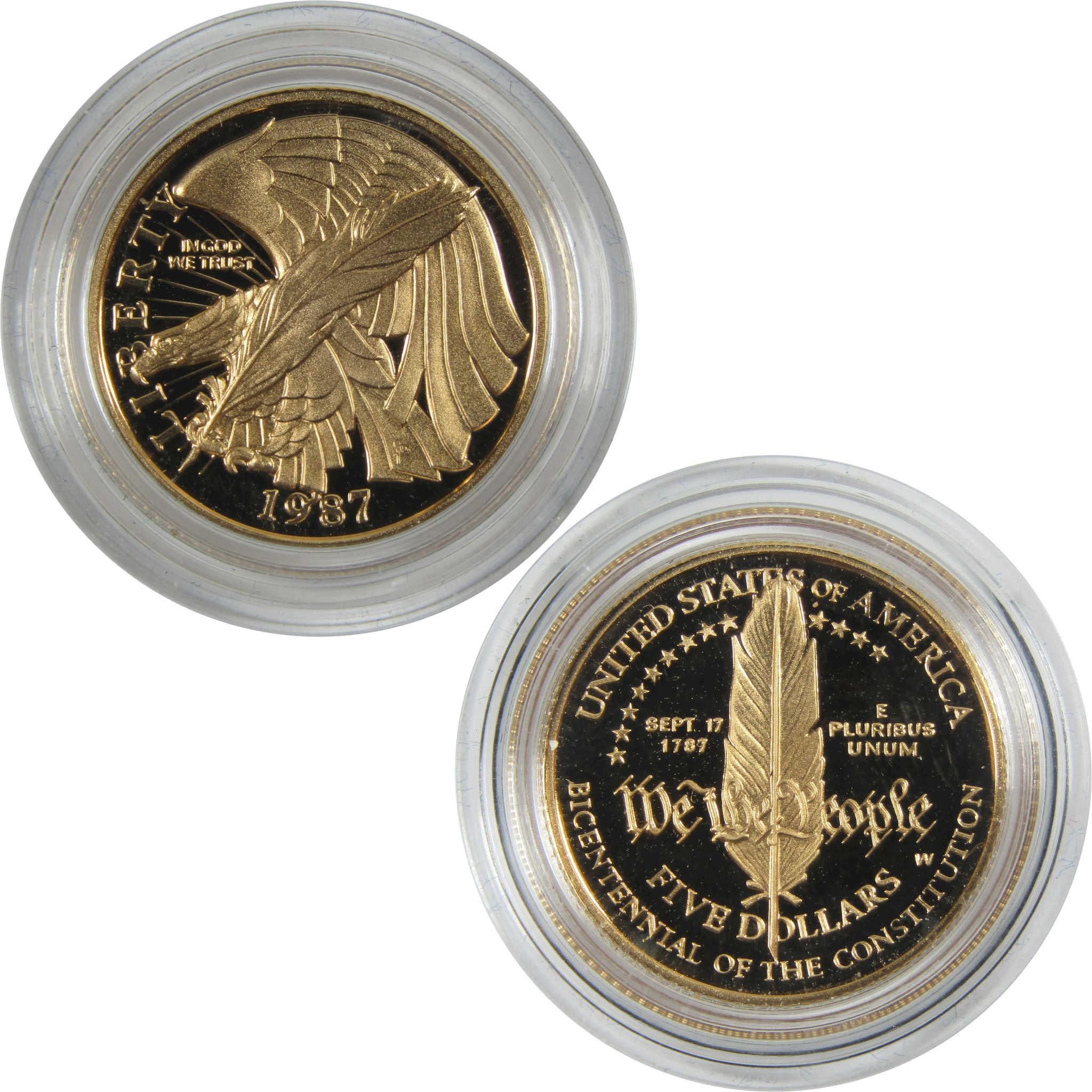 1987 W $5 U.S. Constitution Commemorative Gold Proof Coin Collectible
