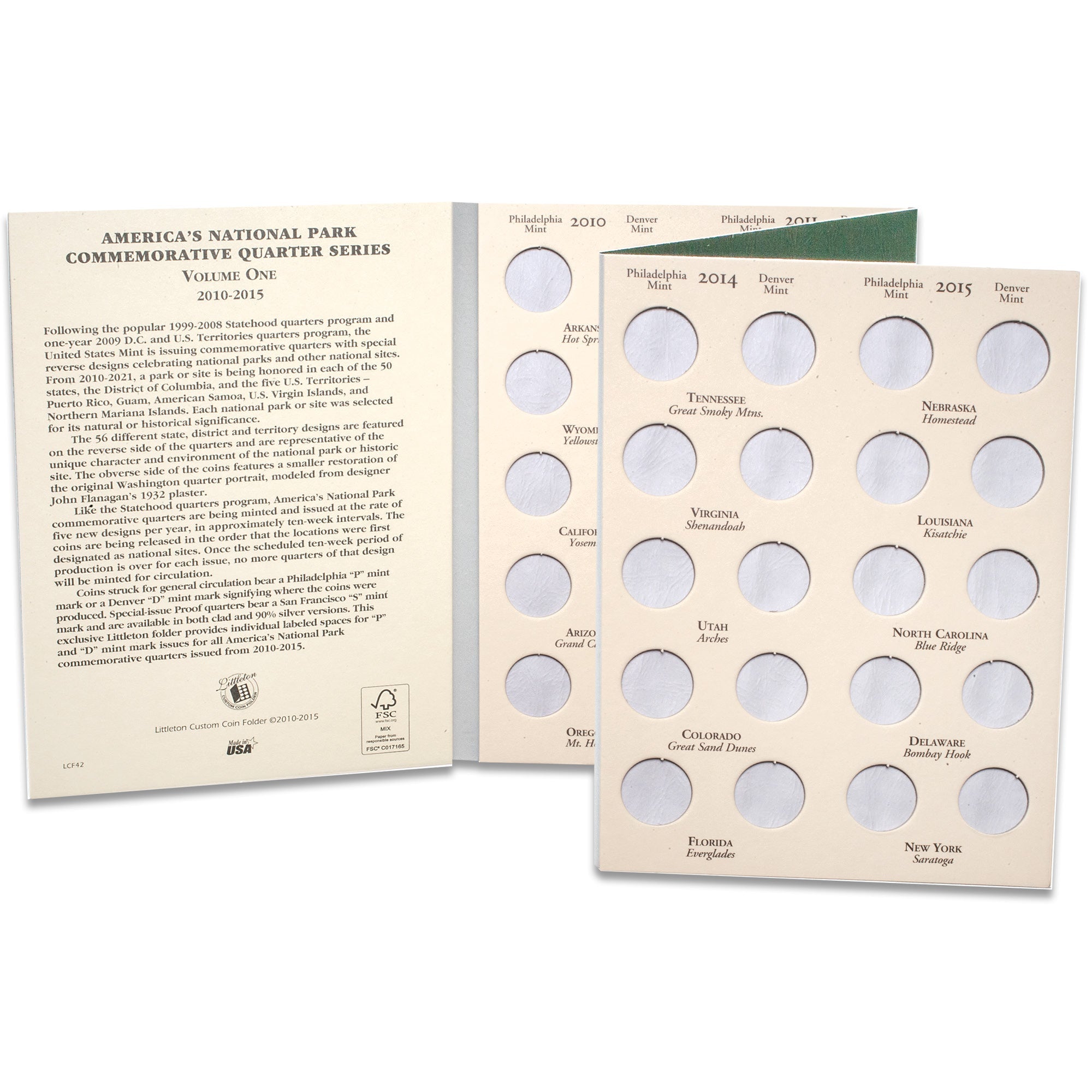 2010-2015 P&D America's National Park Quarter Series Folder Volume 1