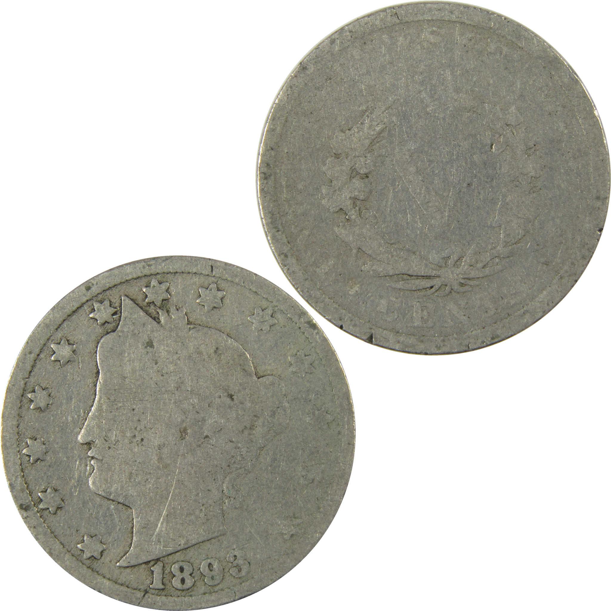 1893 Liberty Head V Nickel AG About Good 5c Coin SKU:I27220