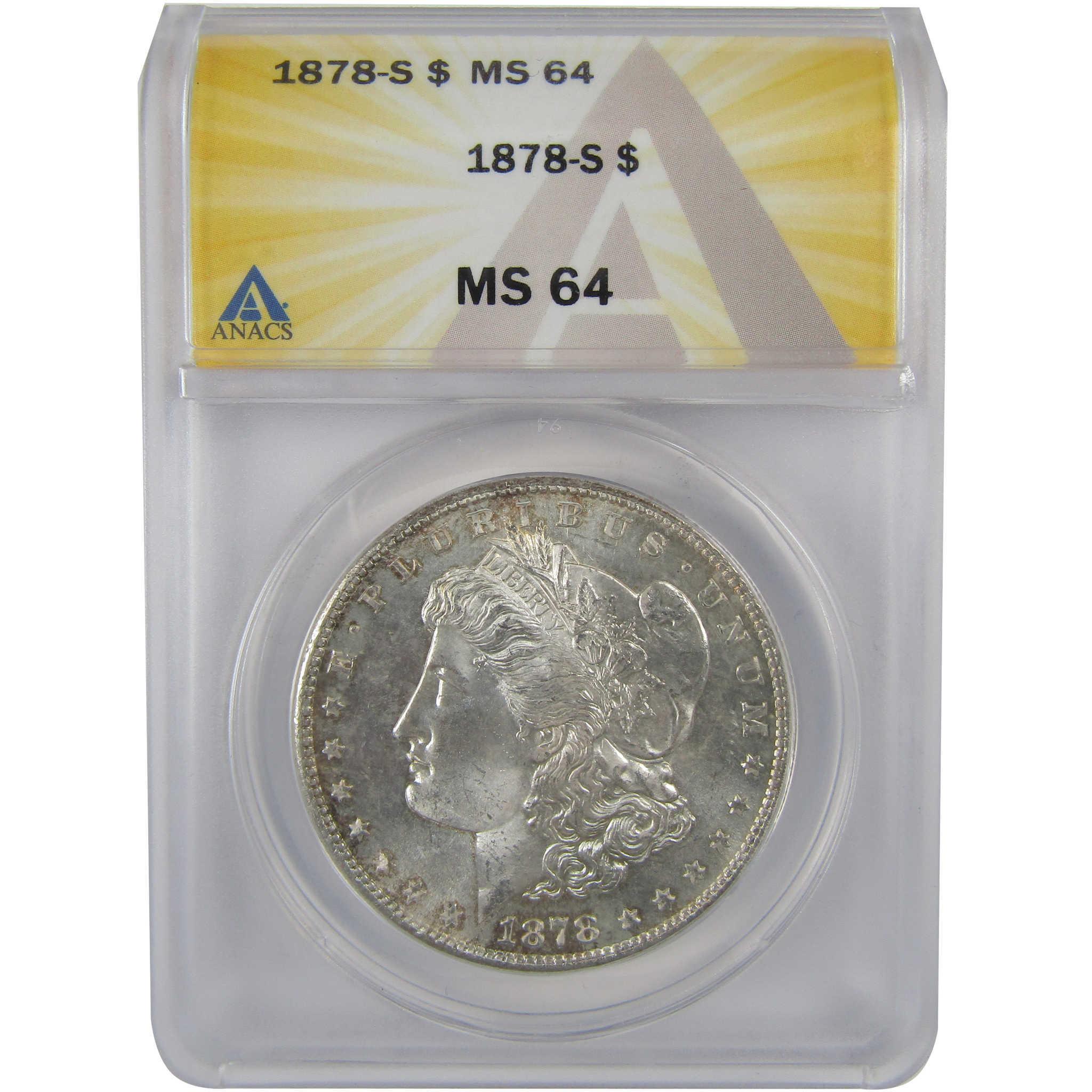 1878 S Morgan Dollar MS 64 ANACS Silver Uncirculated SKU:I23436 - Morgan coin - Morgan silver dollar - Morgan silver dollar for sale - Profile Coins & Collectibles