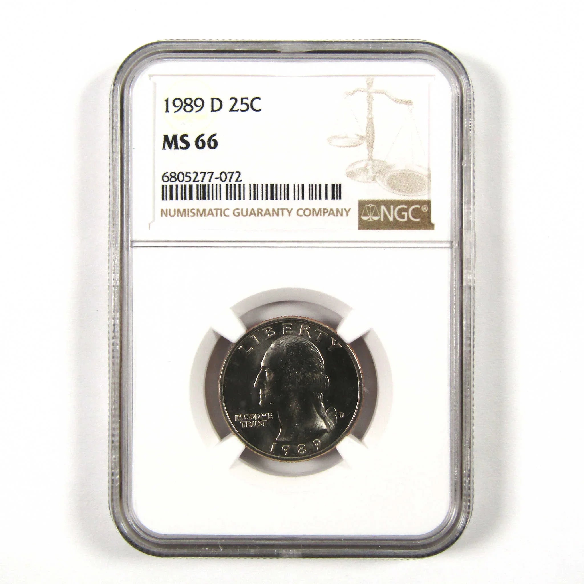 1989 D Washington Quarter MS 66 NGC Clad 25c Uncirculated SKU:I9516