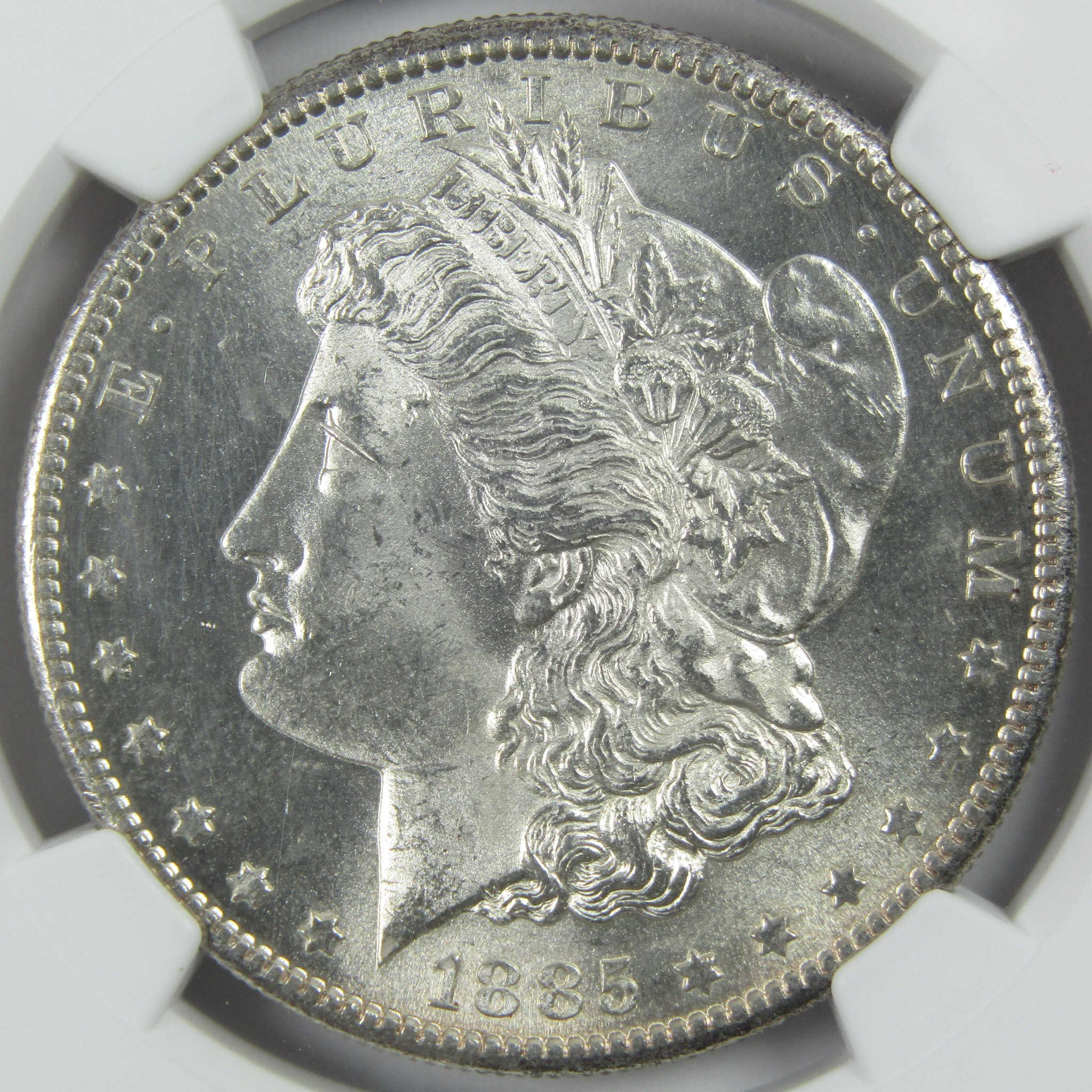 1885 S Morgan Dollar Uncirculated Details NGC Silver $1 Coin SKU:I1464 - Morgan coin - Morgan silver dollar - Morgan silver dollar for sale - Profile Coins & Collectibles