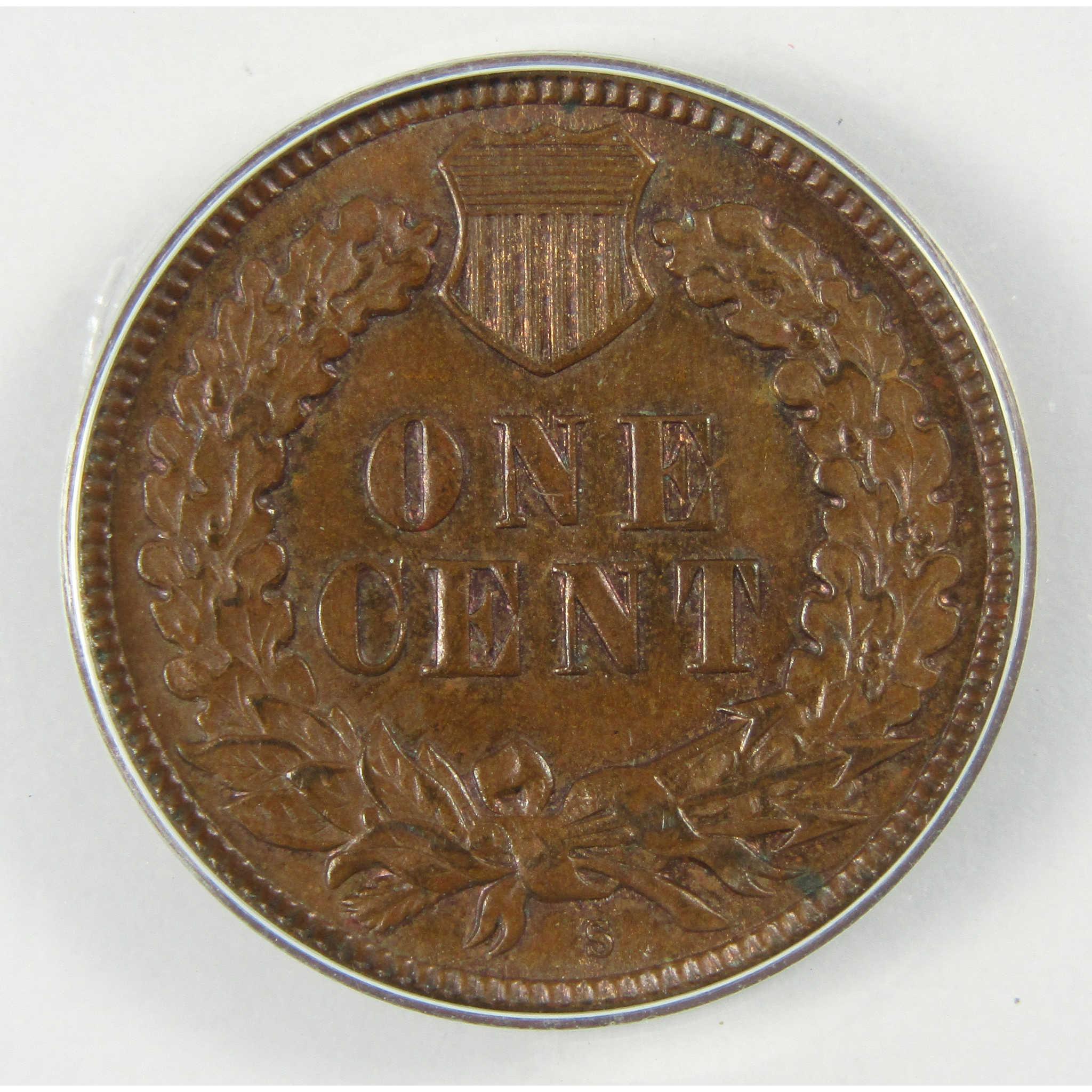 1908 S Indian Head Cent AU 58 ANACS Penny 1c Coin SKU:CP570