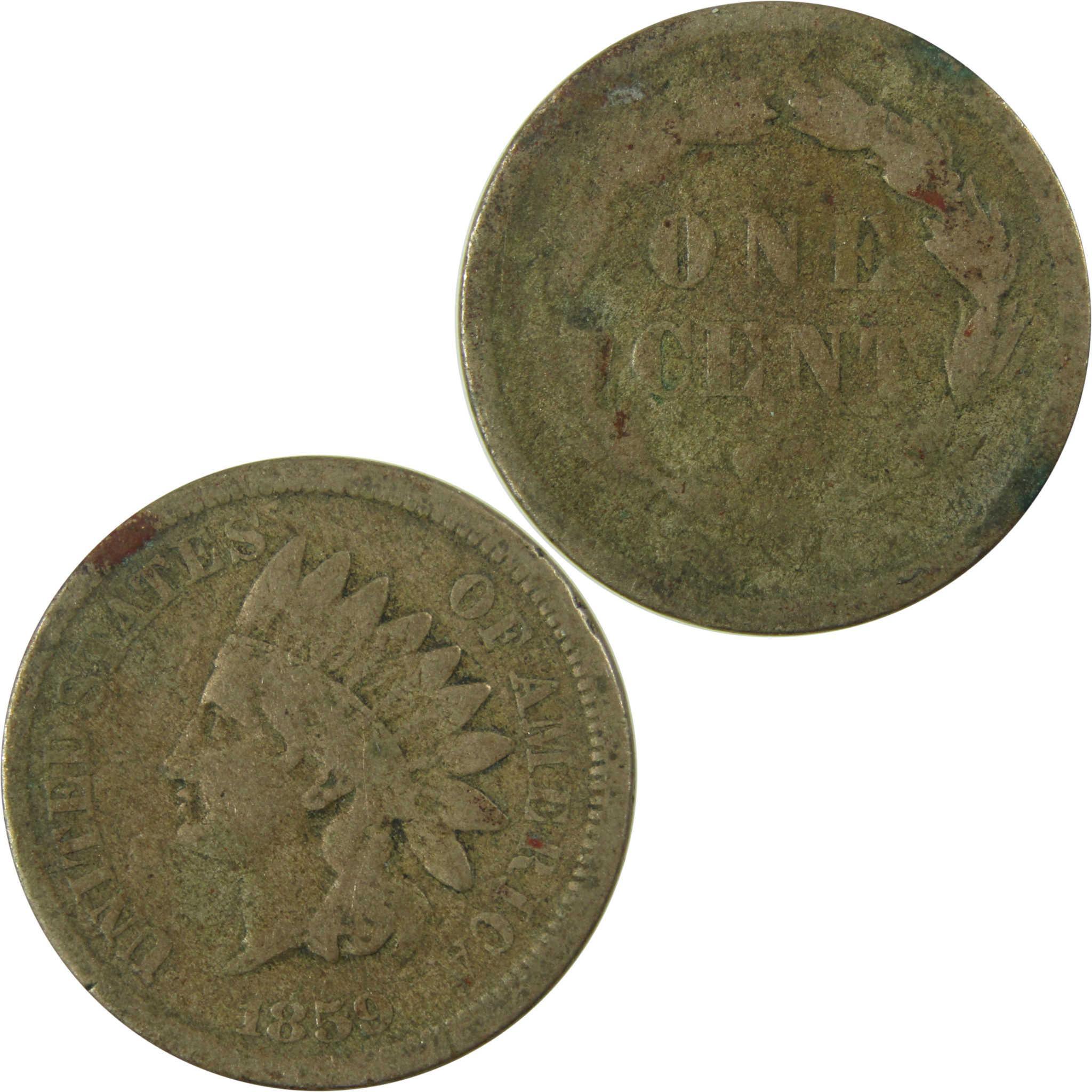 1859 Indian Head Cent AG About Good Penny 1c Coin SKU:CP1313