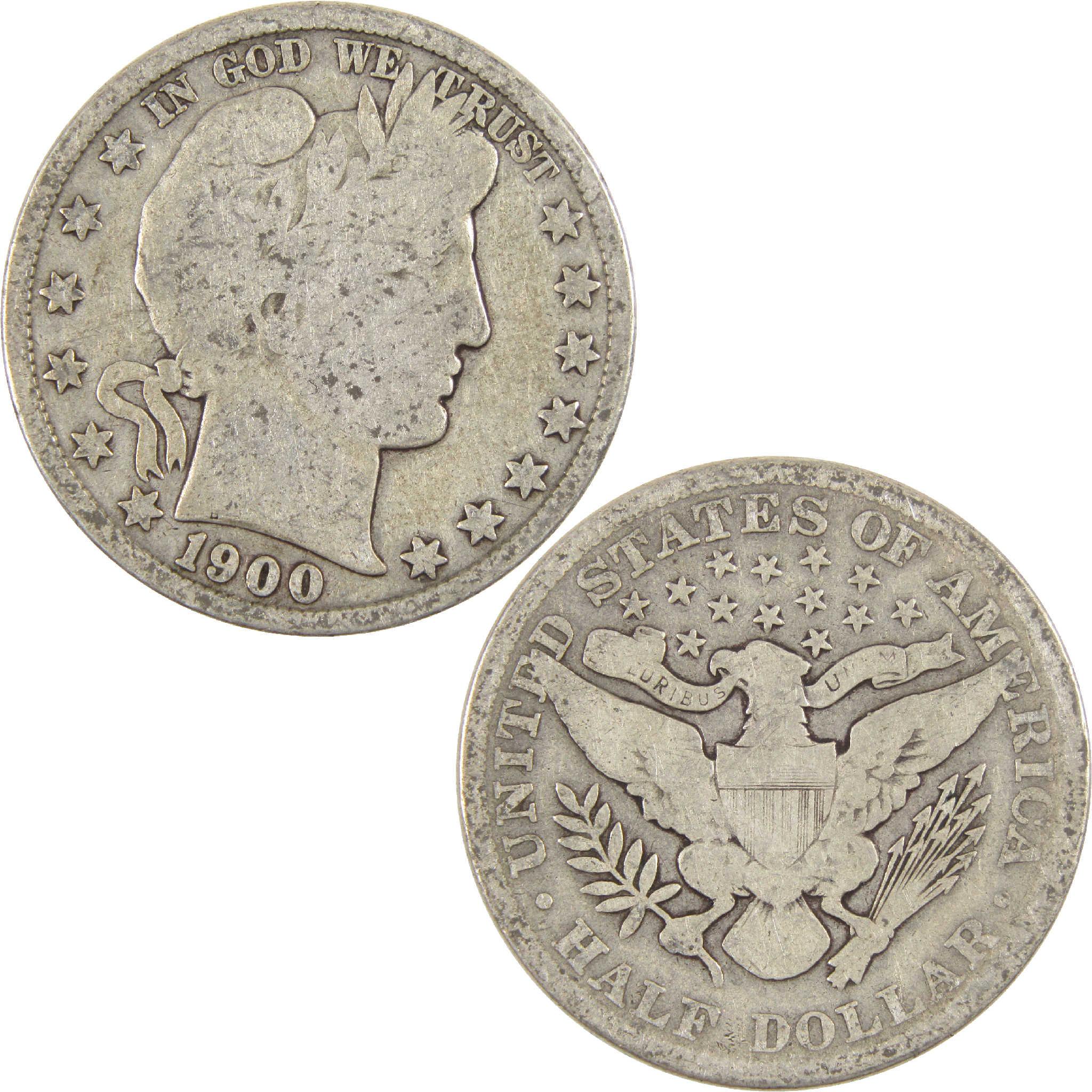 1900 Barber Half Dollar Circulated Silver 50c Coin Collectible