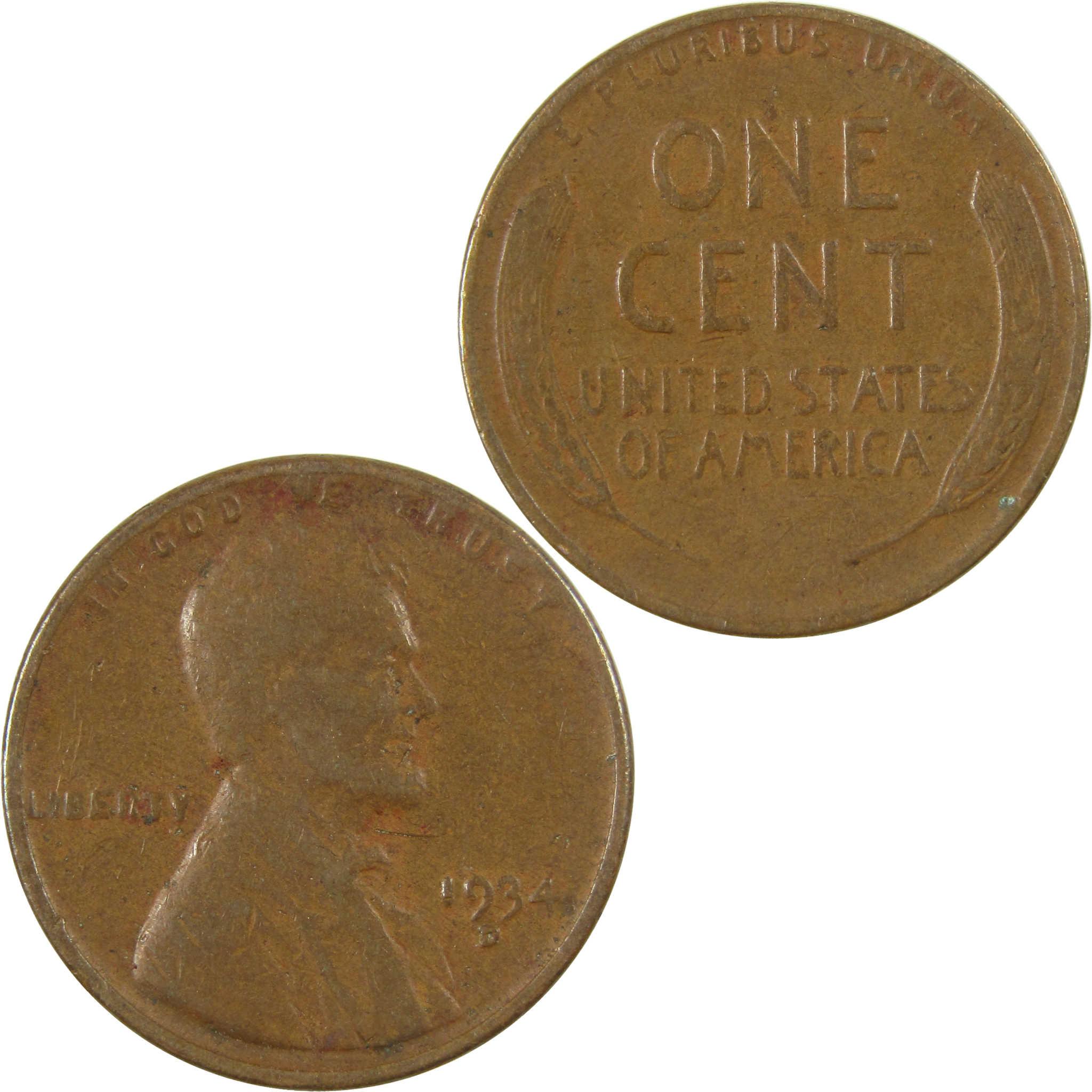 1934 D Lincoln Wheat Cent F Fine Penny 1c Coin Collectible SKU:I26789