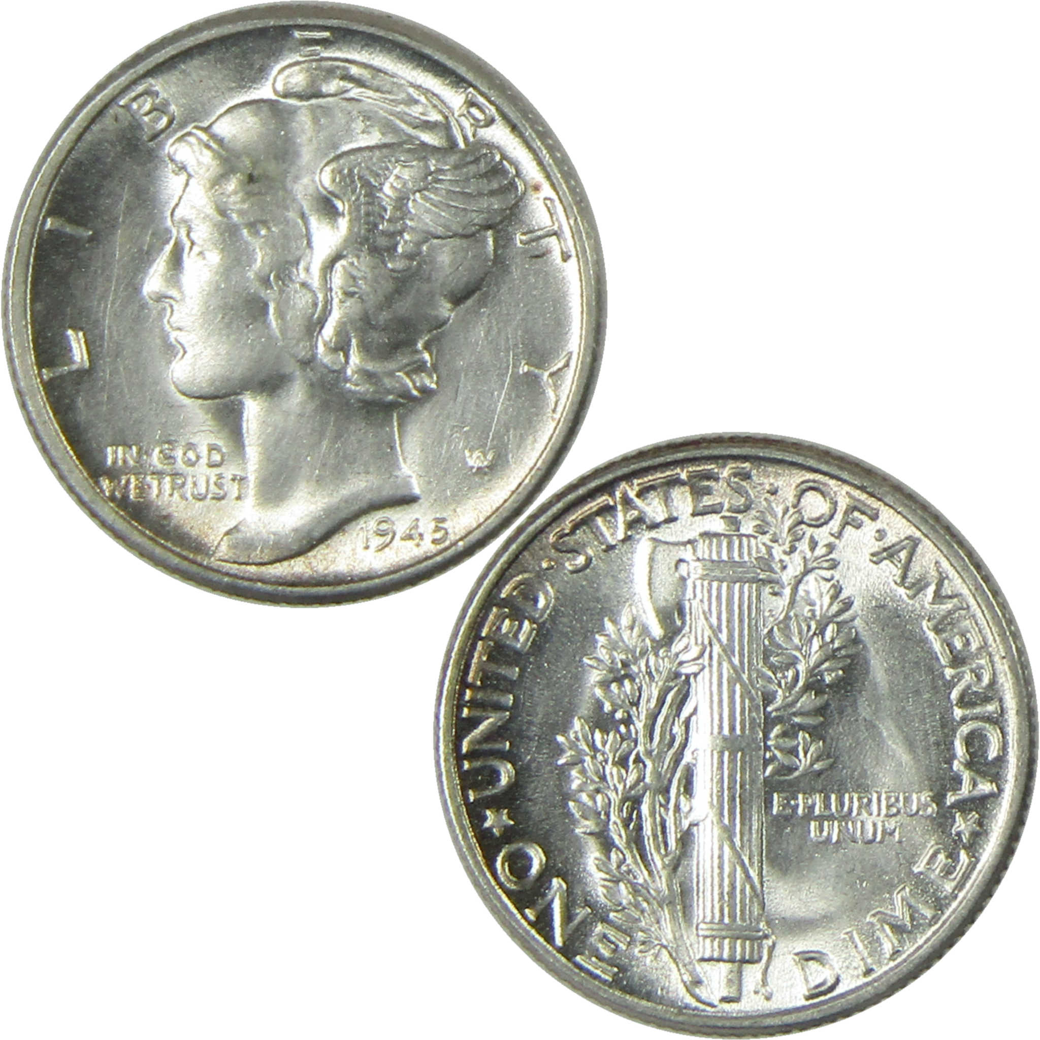1945 Mercury Silver Dime AU About Uncirculated 10c Coin SKU:CP342