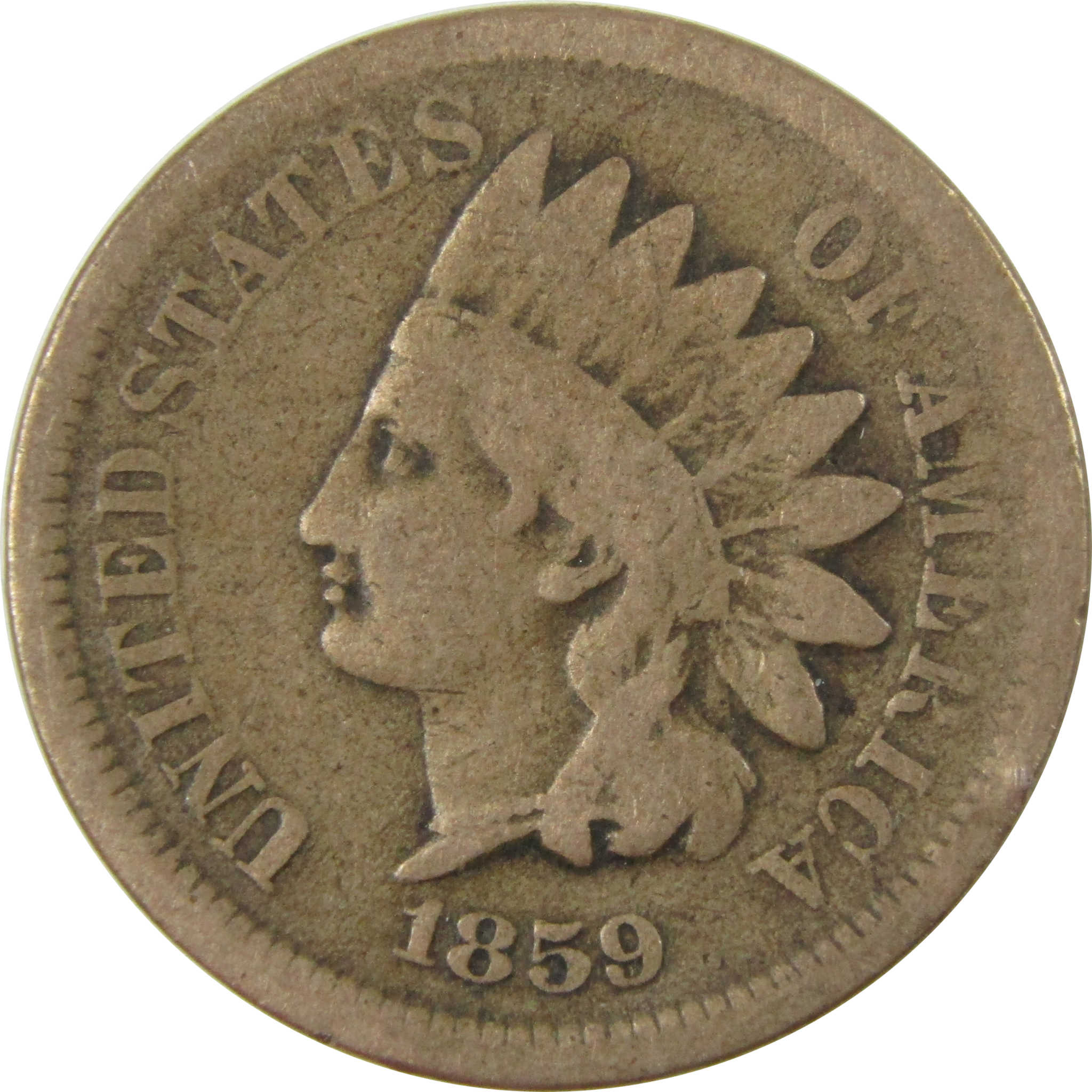 1859 Indian Head Cent G Good Penny 1c Coin Collectible SKU:CP1256