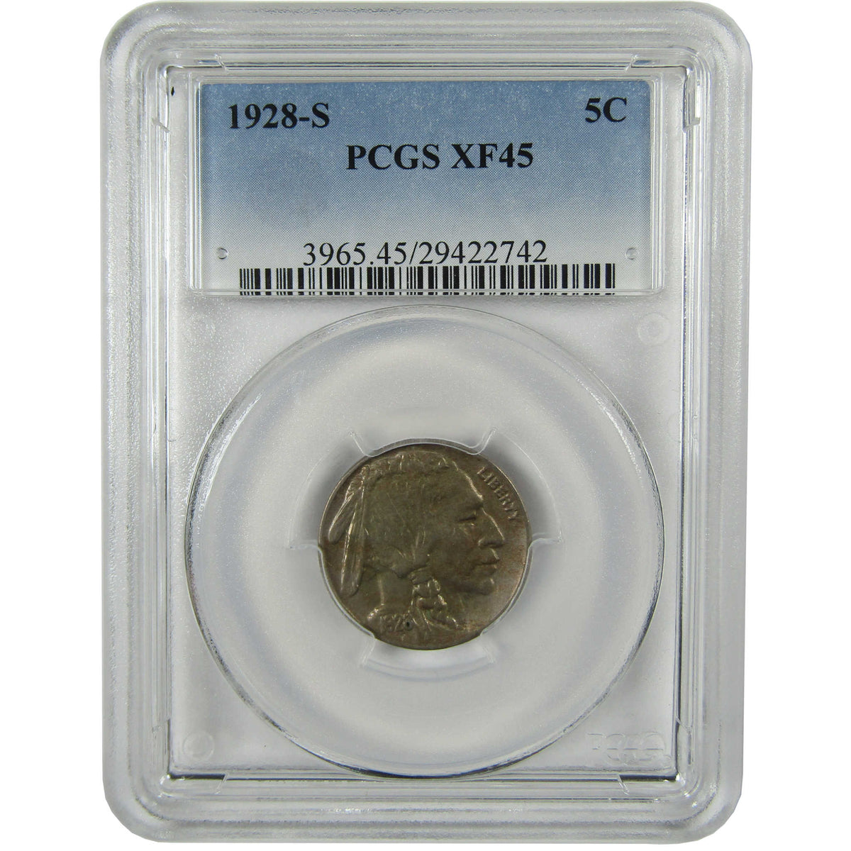 1928 S Indian Head Buffalo Nickel XF 45 PCGS 5c Coin Collectible