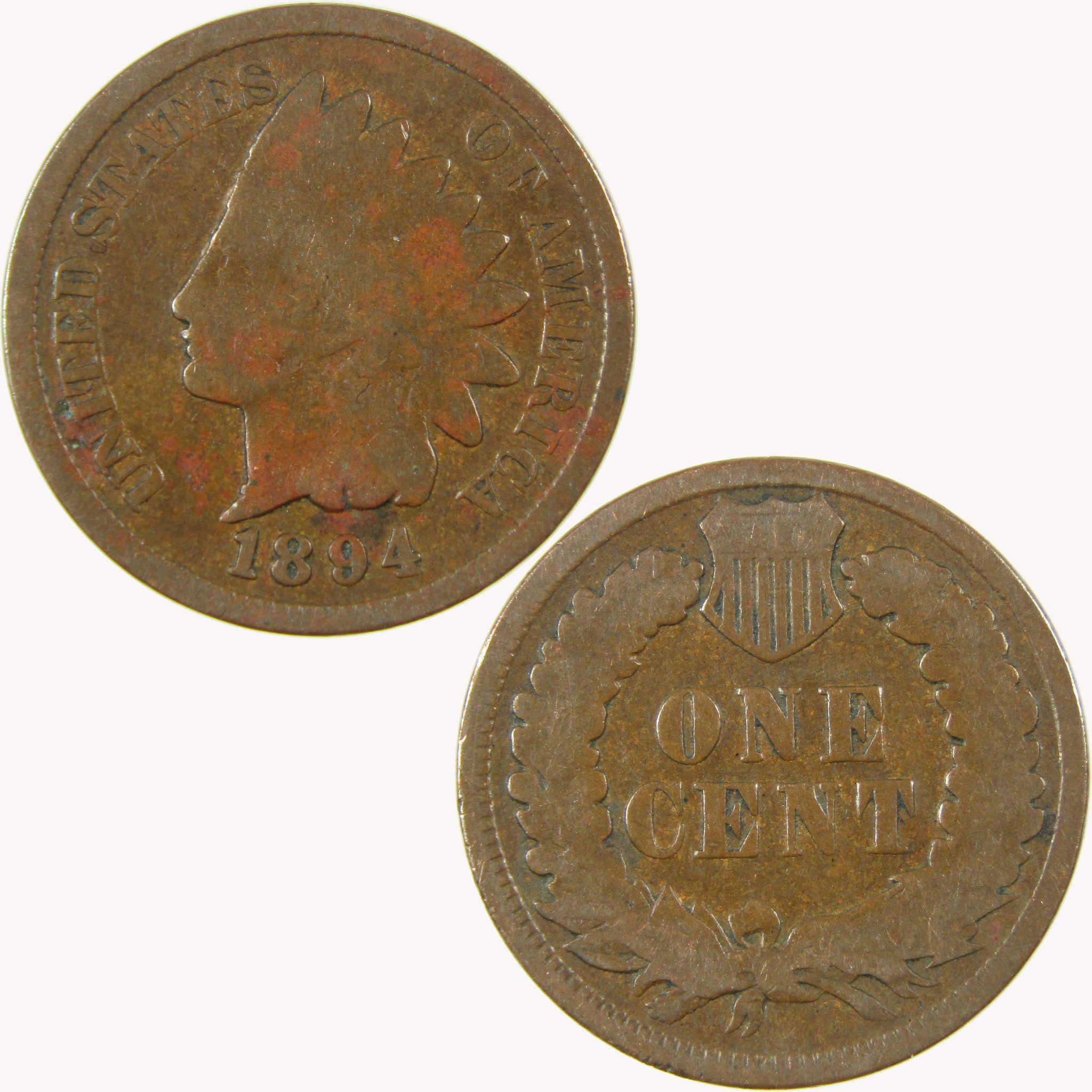 1894 Indian Head Cent G Good Details Penny 1c Coin SKU:I26557