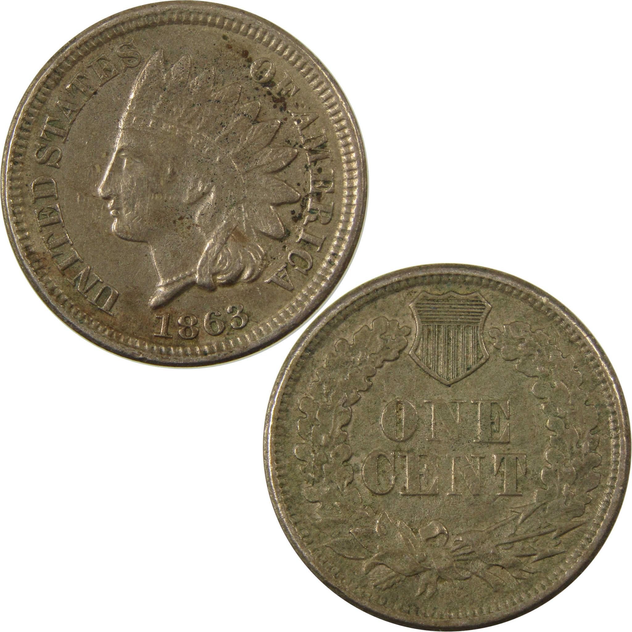 1863 Indian Head Cent XF EF Extremely Fine Penny 1c Coin SKU:CP1289