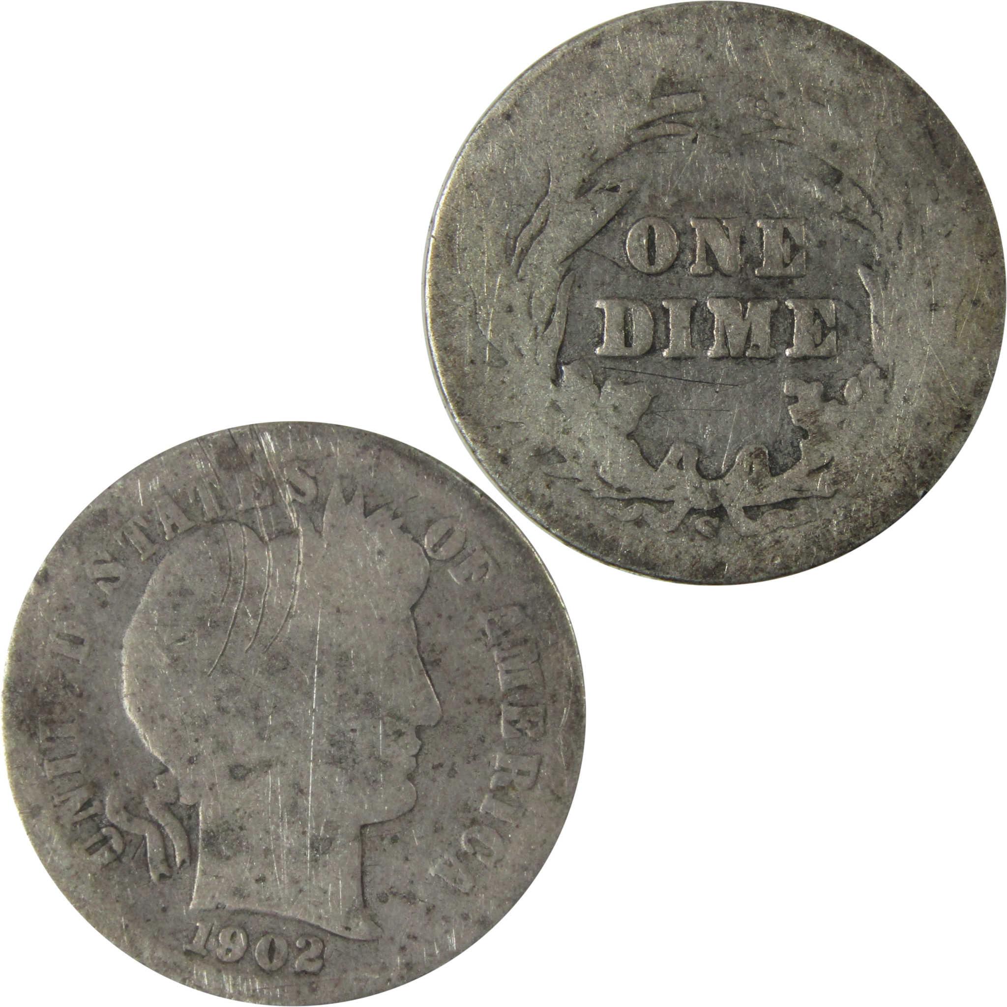 1902 S Barber Silver Dime AG About Good Details 10c Coin SKU:CP1006