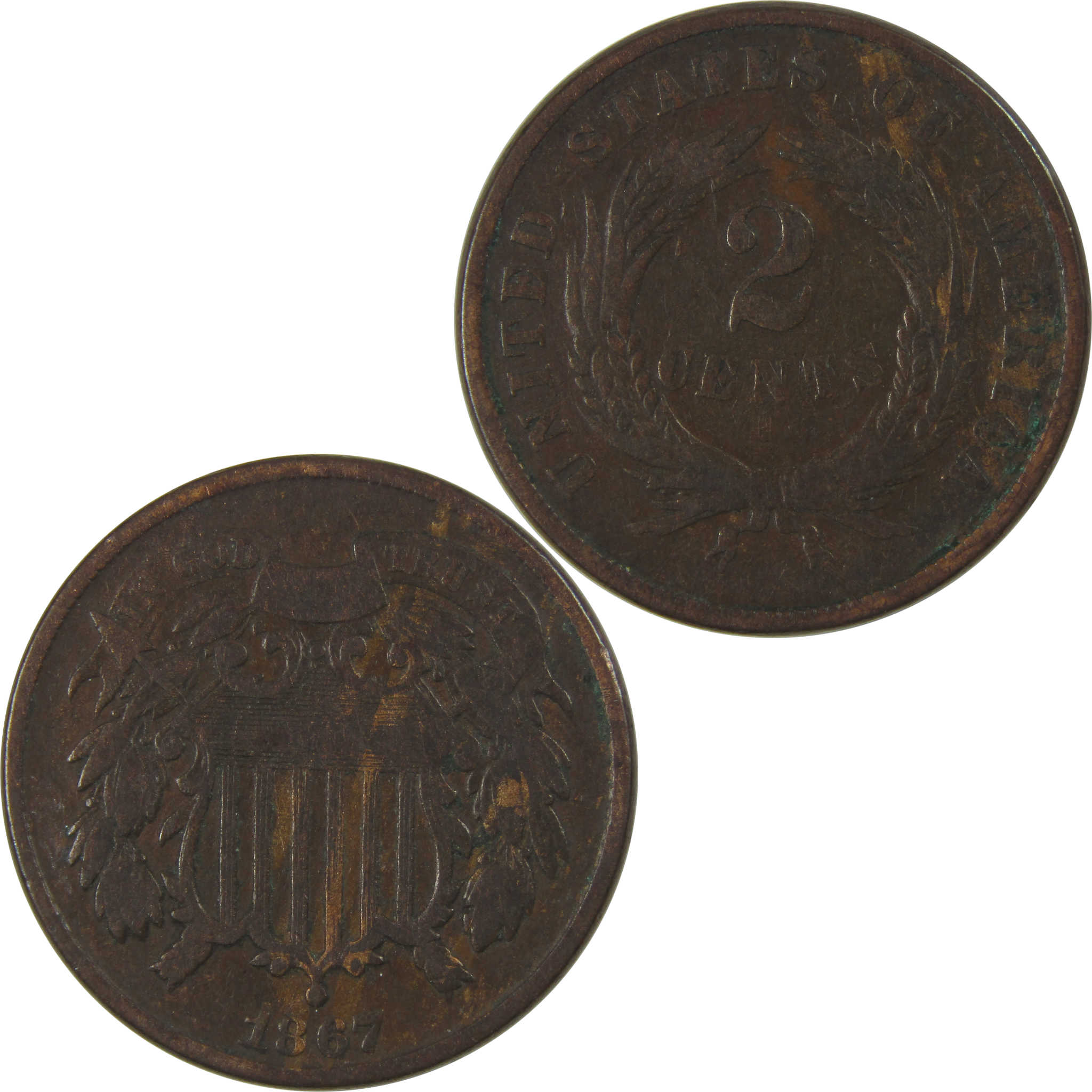 1867 Two Cent Piece VG Very Good 2c Coin SKU:I23843